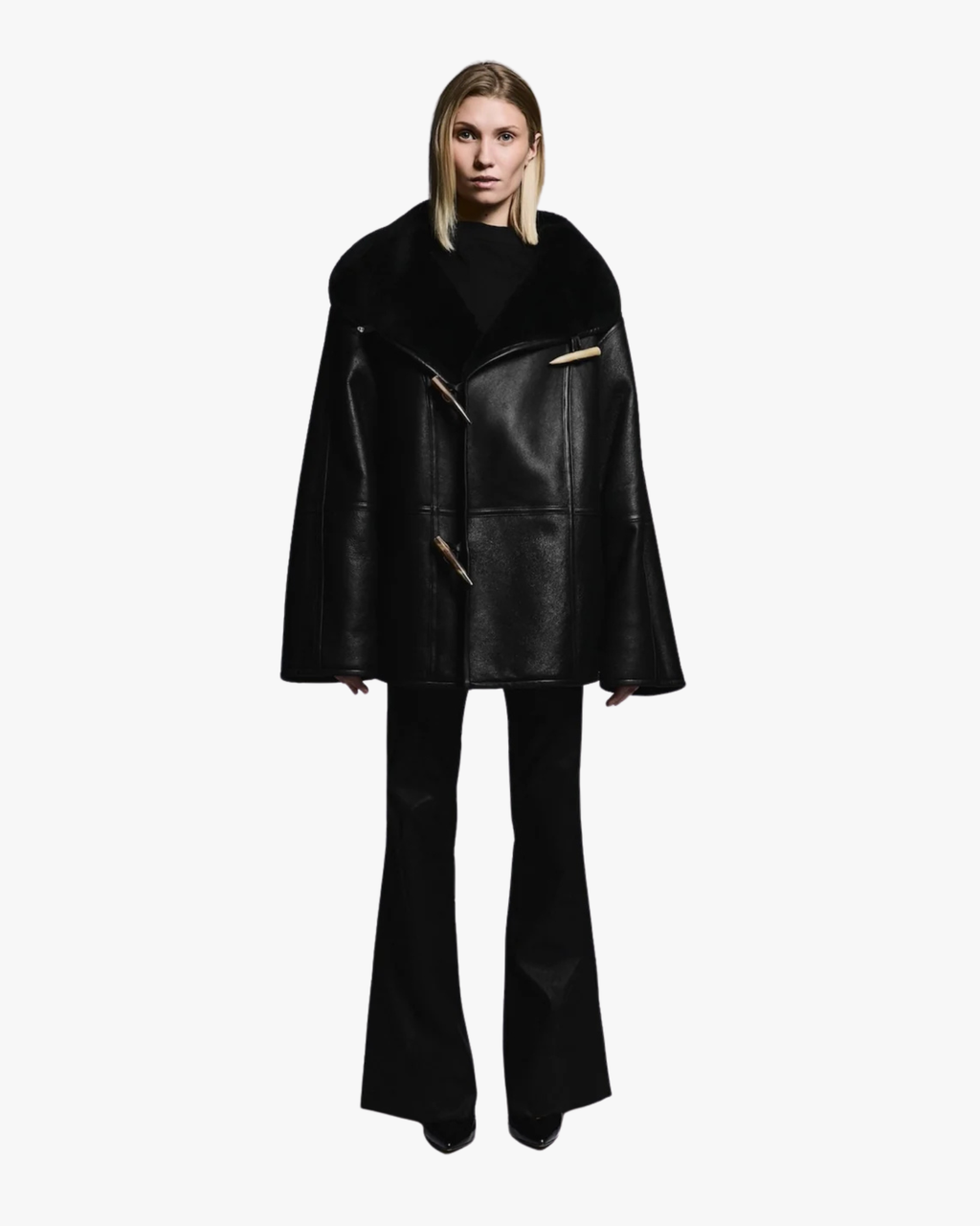 Flared Leather Trousers Lenny Black