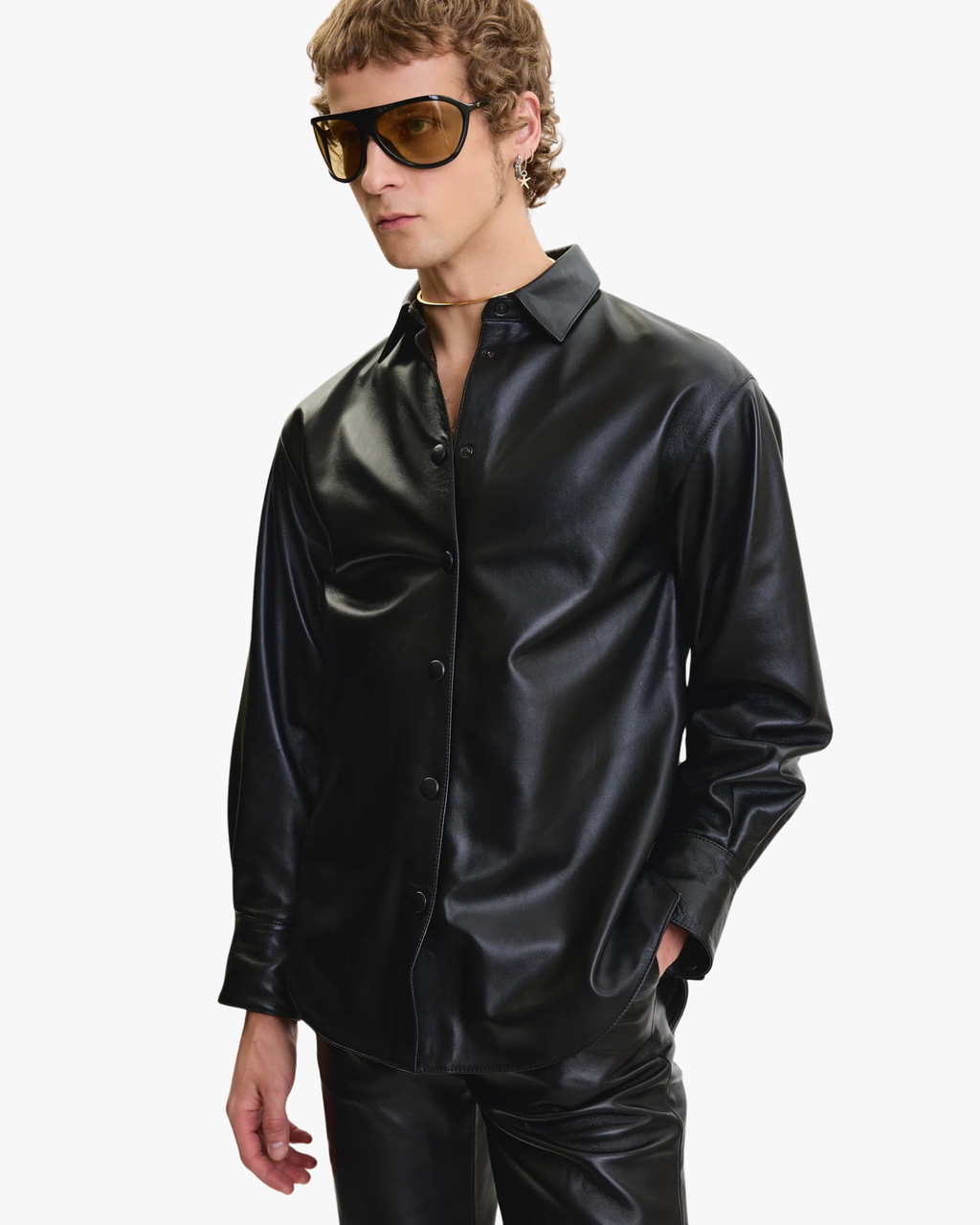 Shirt Leather Oversized Black