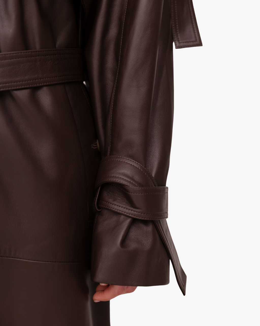 Trench Coat Leather In Brown
