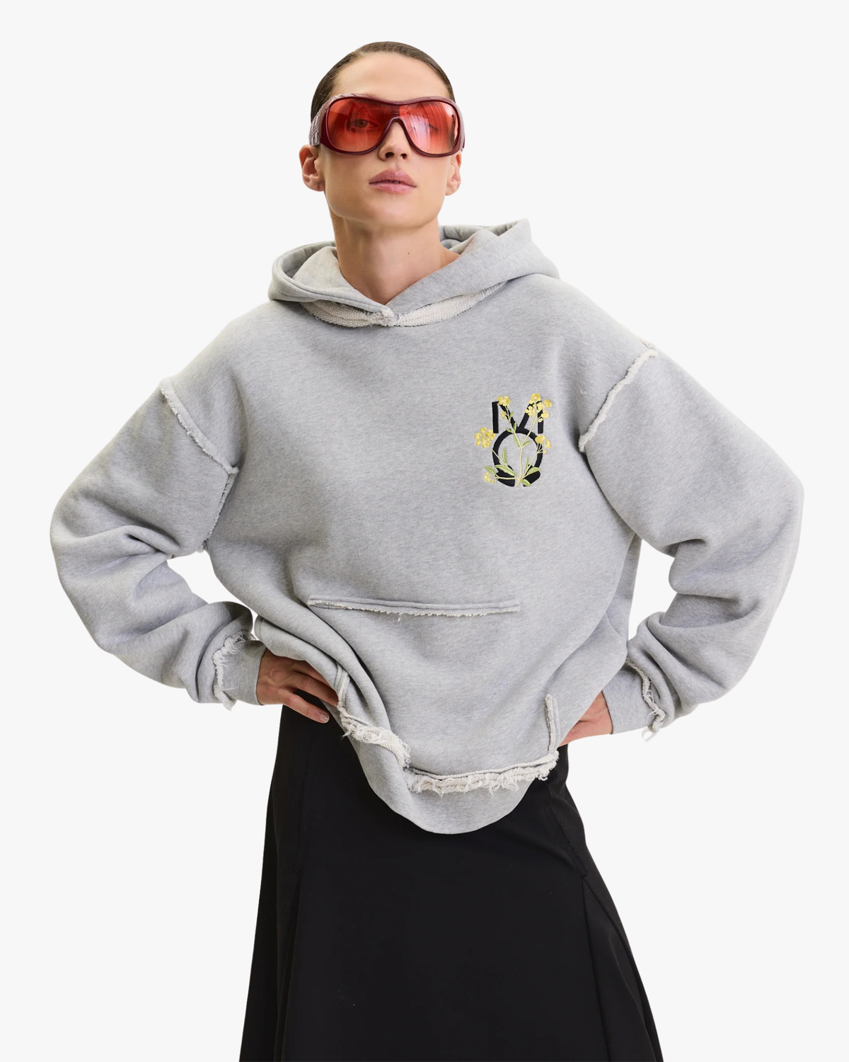 Hoodie The Icon Canola Flower Grey