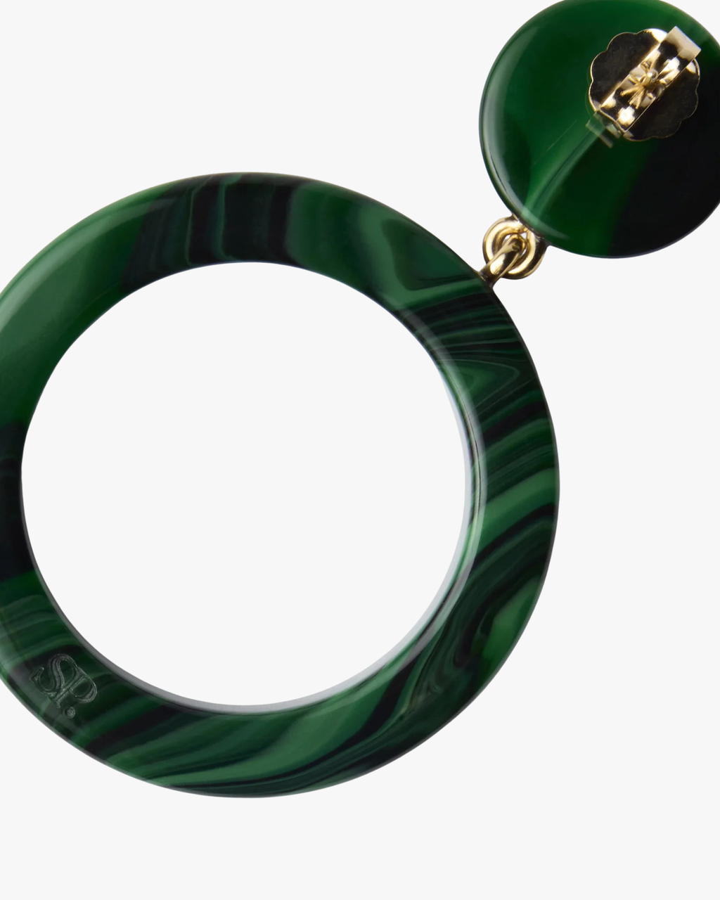 Earrings Icon Circle Resin Malachite