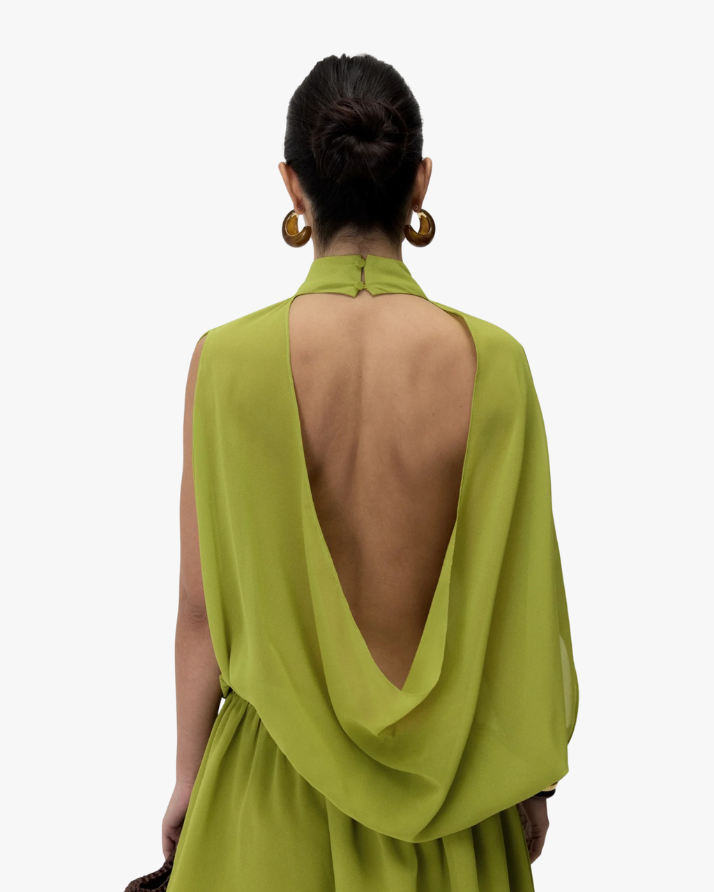Jade Assymetrical Dress With Open Back Green