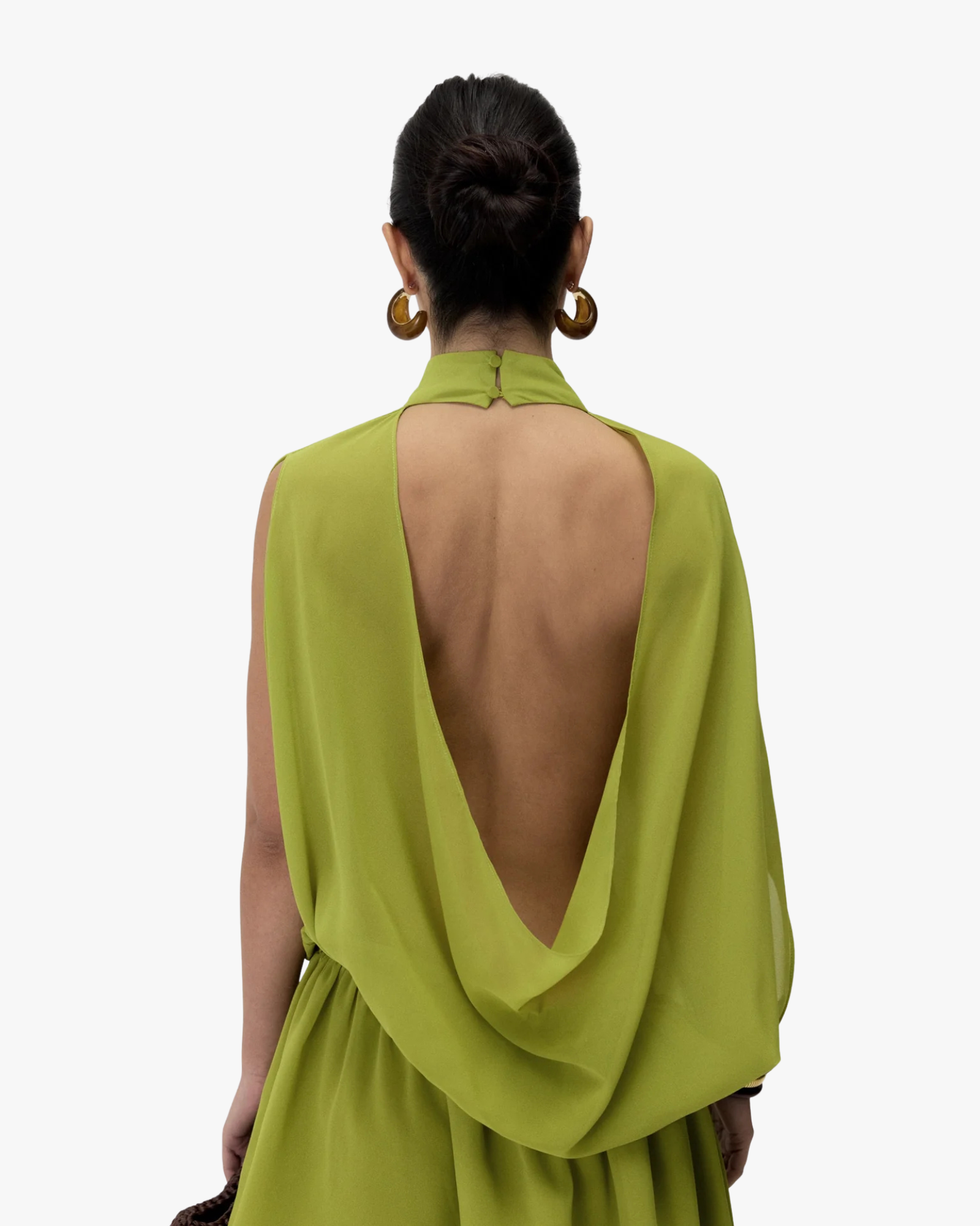 Jade Assymetrical Dress With Open Back Green