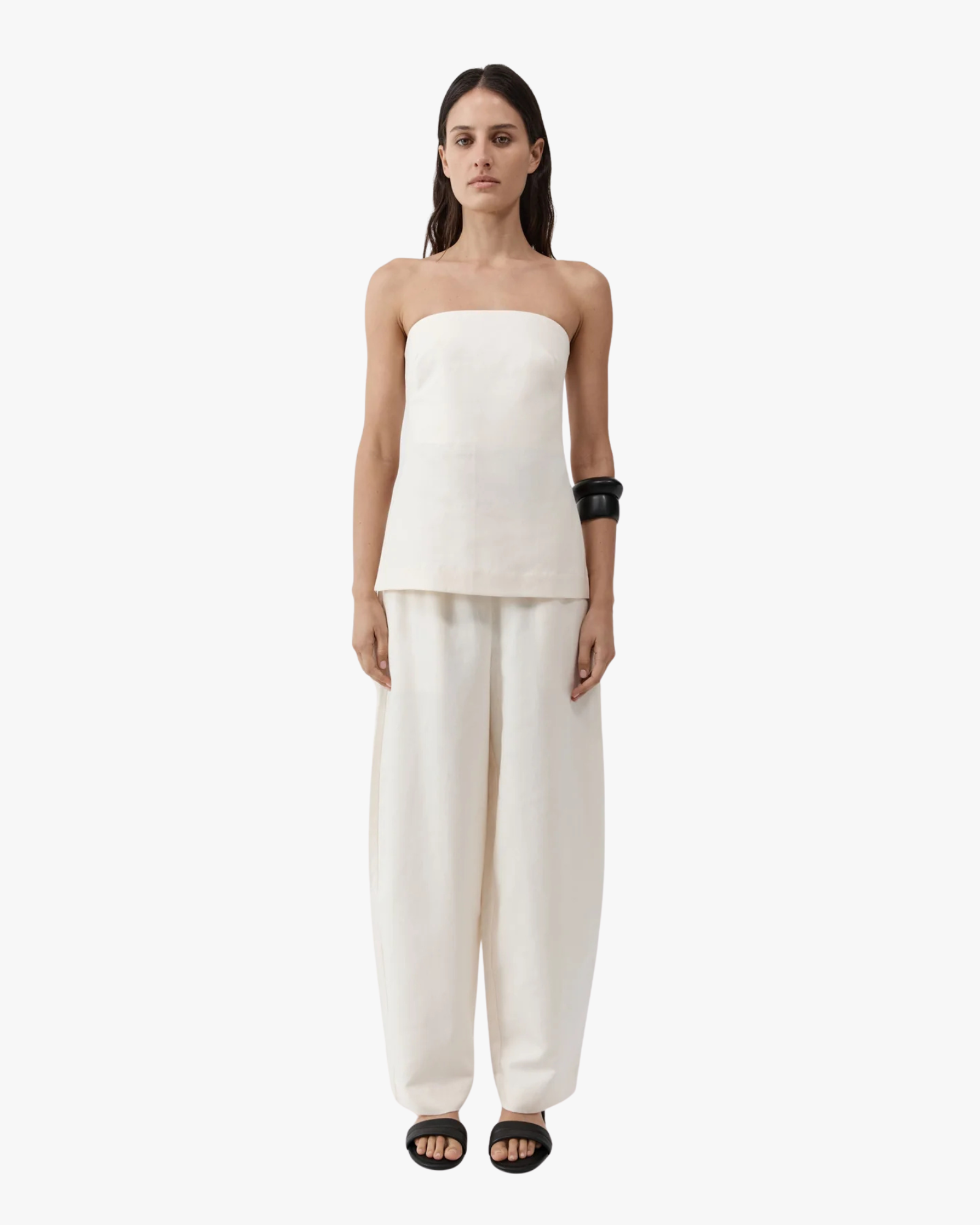 Strapless Rouleau Tie Top Ivory