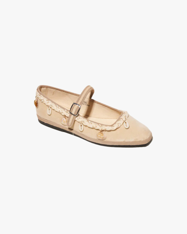 Lou Lou Velvet Friulane With Shells White