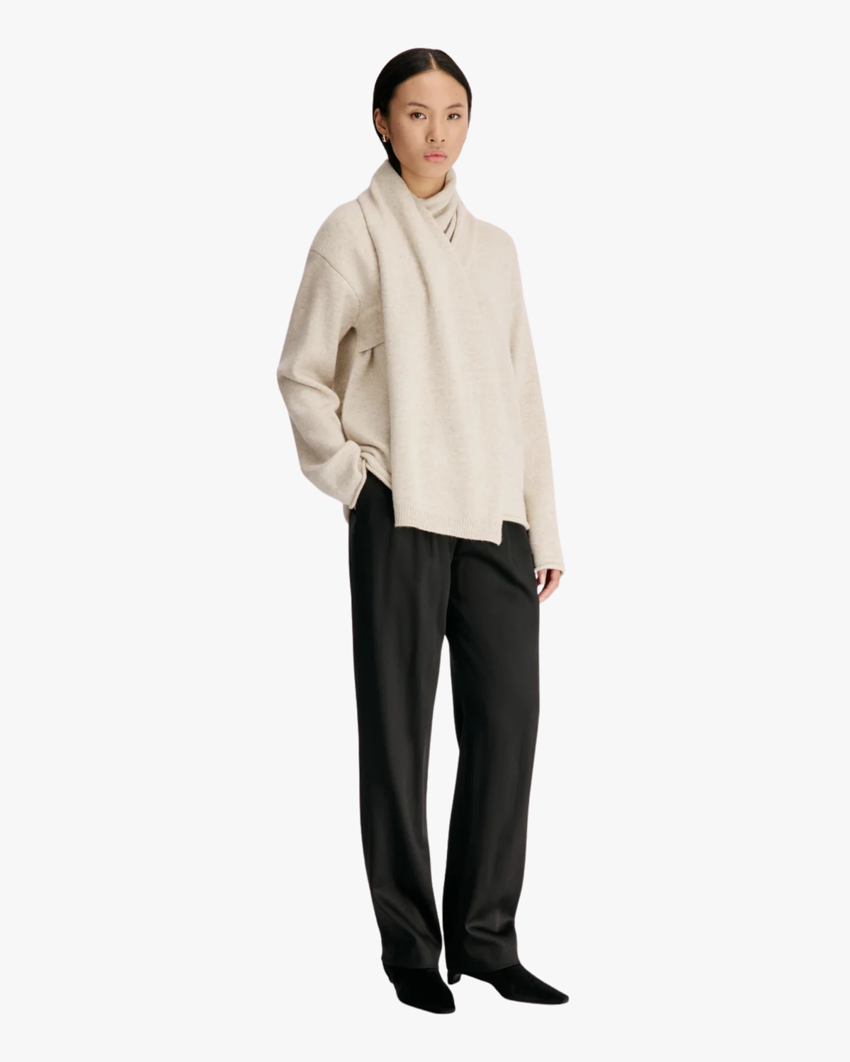 Sweater Wrap Scarf Frances Beige Melange