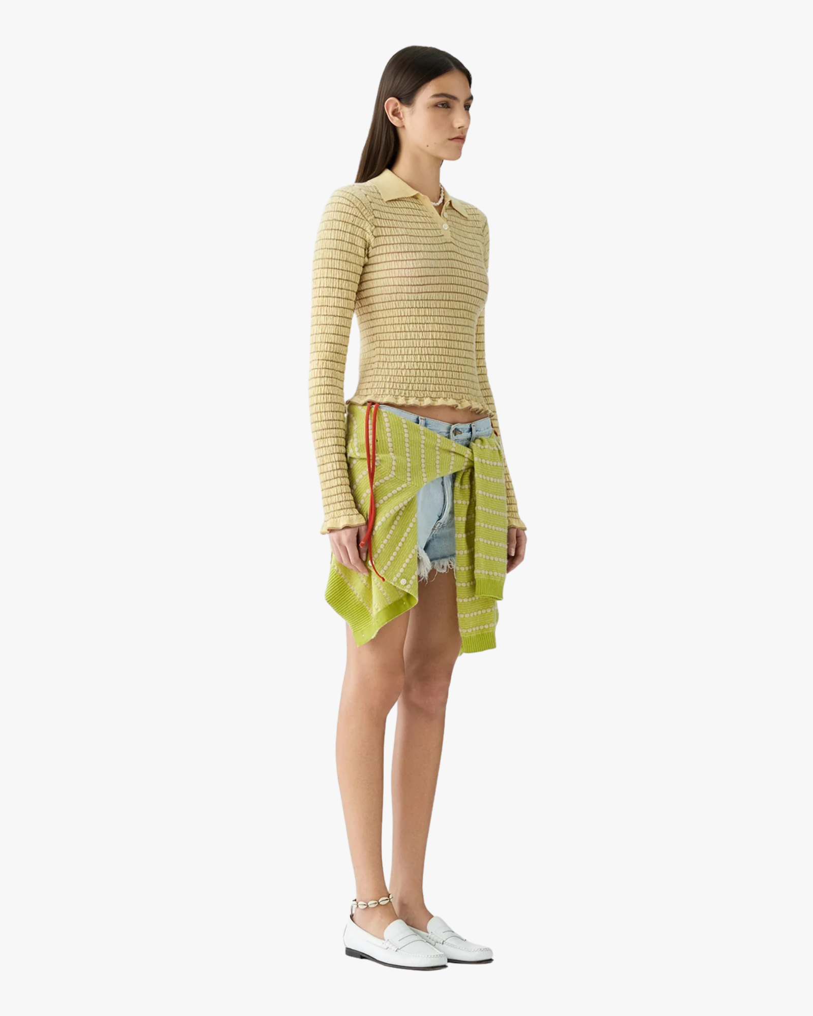 Polo Smocked Shrunken Camel