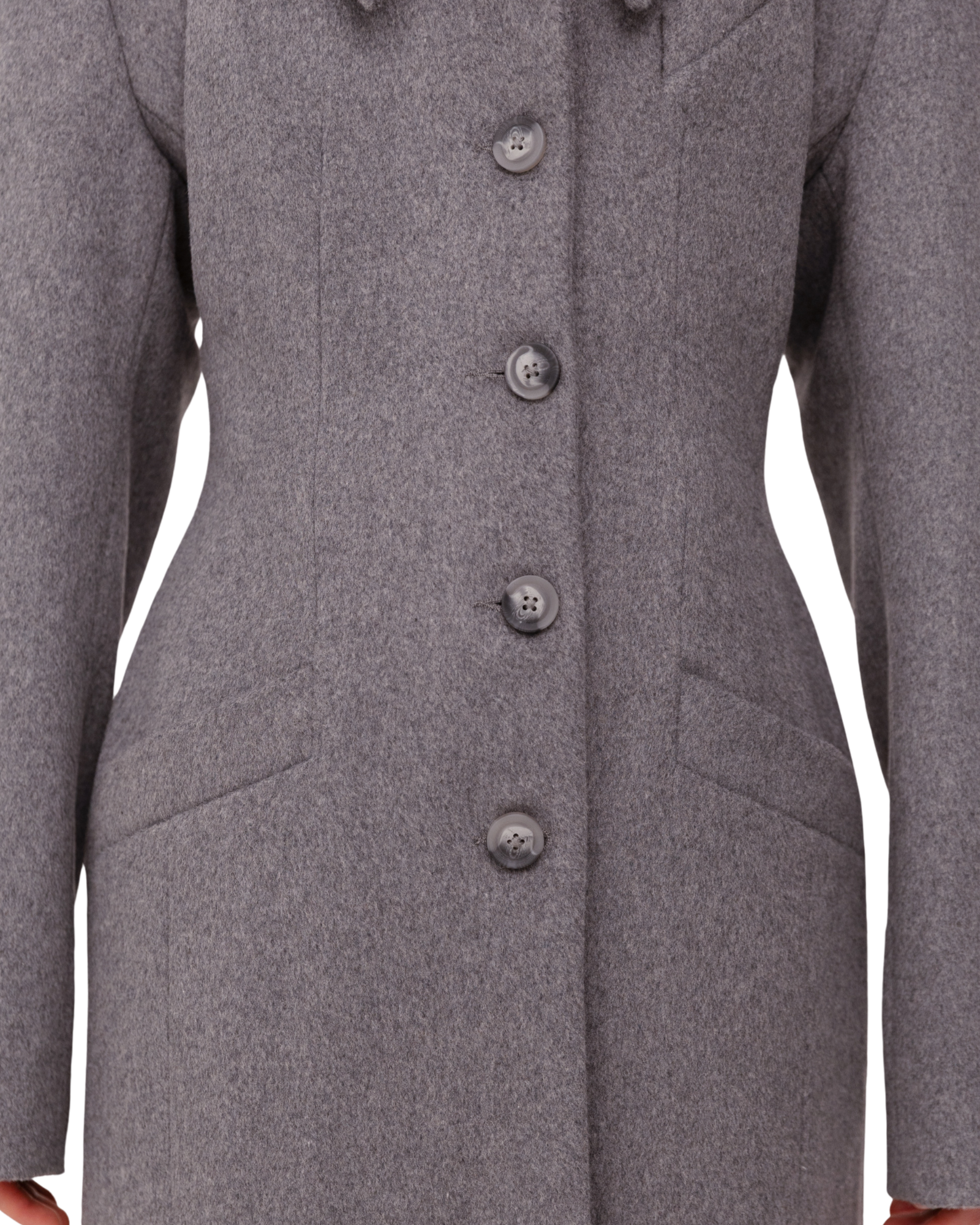 Coat Structured Wool In Grey