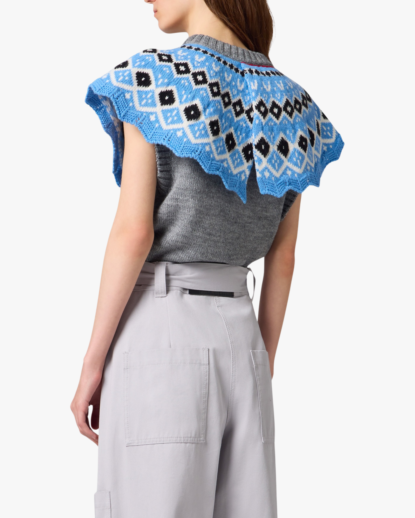 Vest With Cape Collar Grey