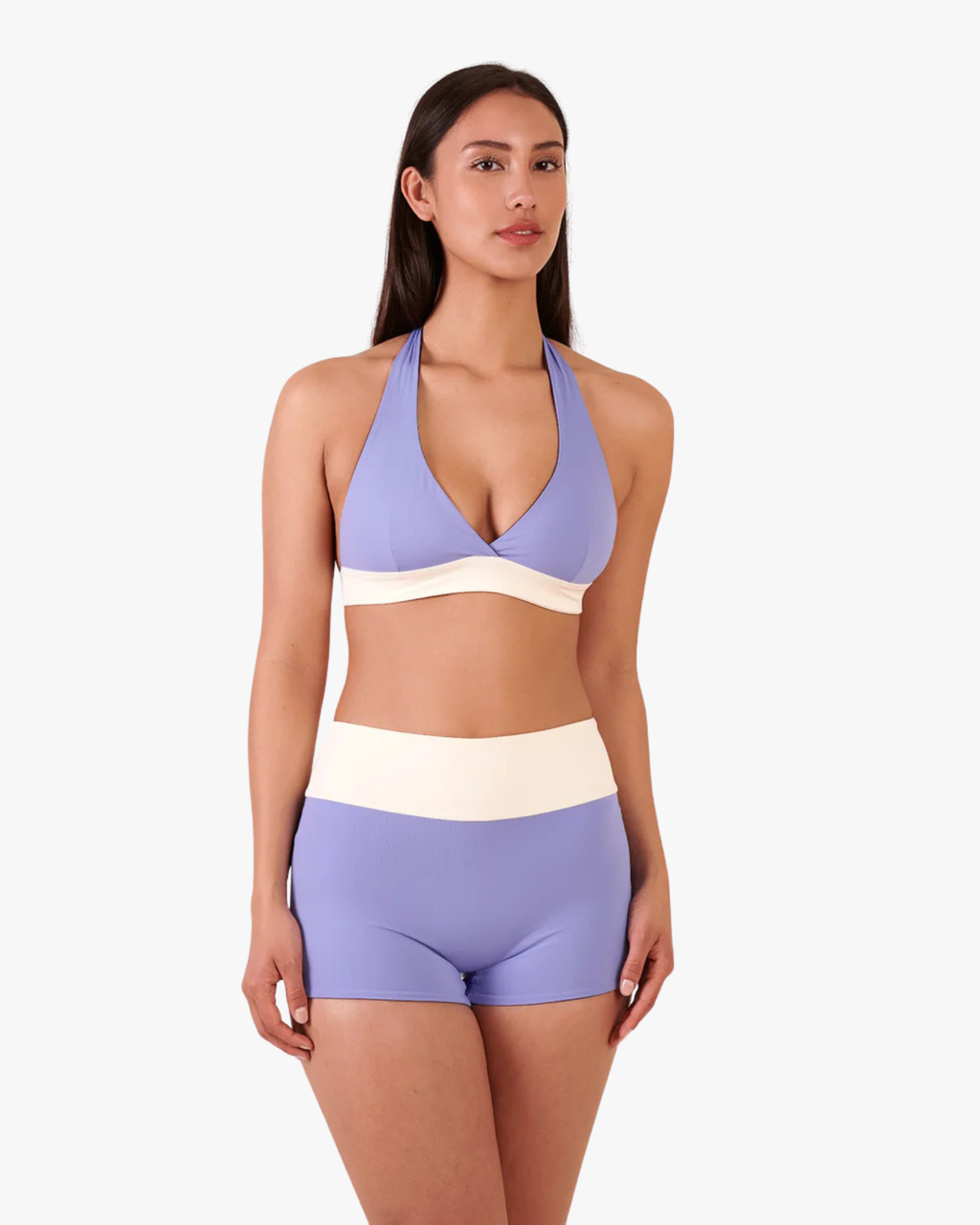 Neckholder Top Bikini Reversible Chocolate Lilac