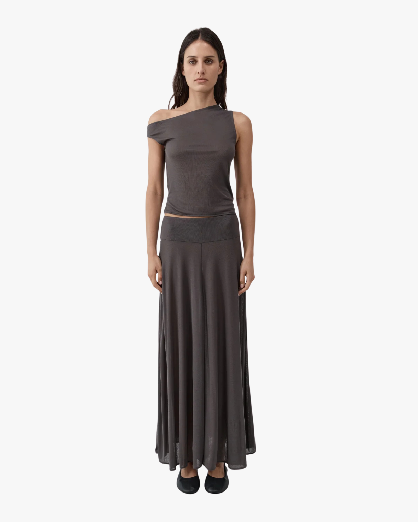 Fluid Jersey Skirt Soot