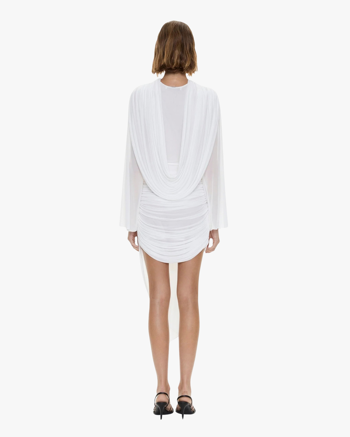 Mini Dress Ripple Drape White