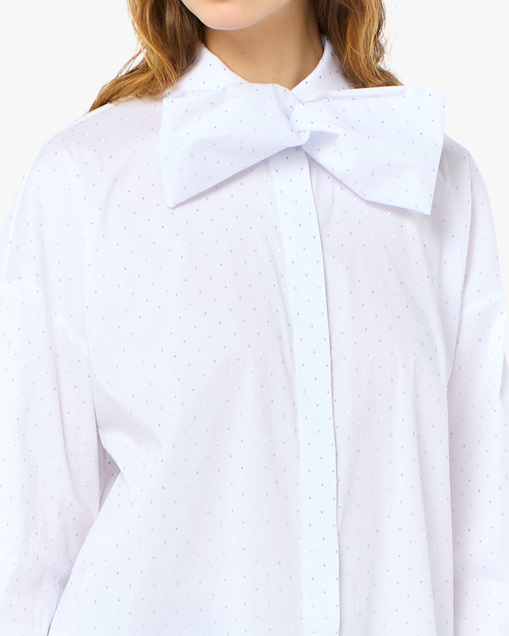Oversized Blouse With Large Bow White