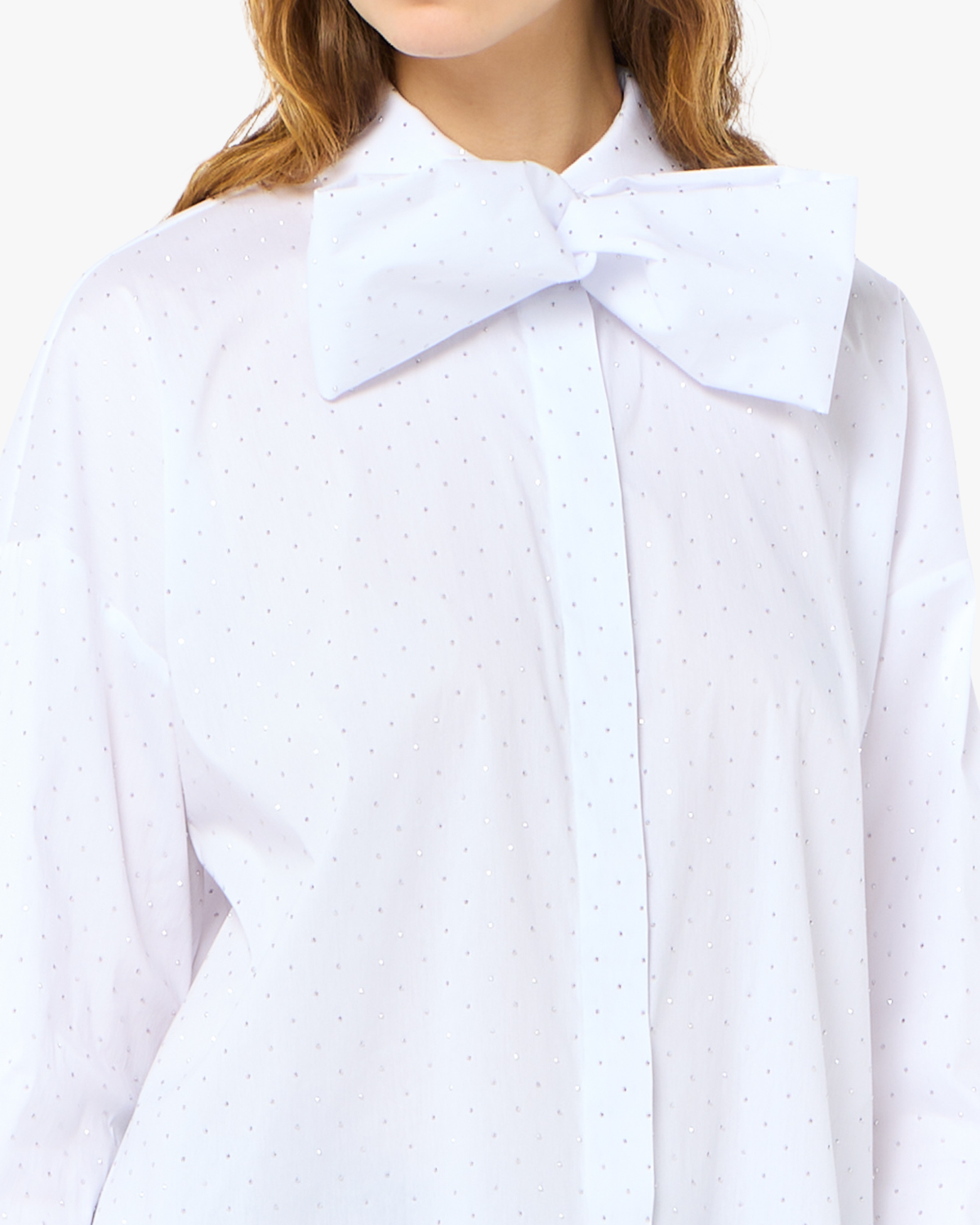 Oversized Blouse With Large Bow White