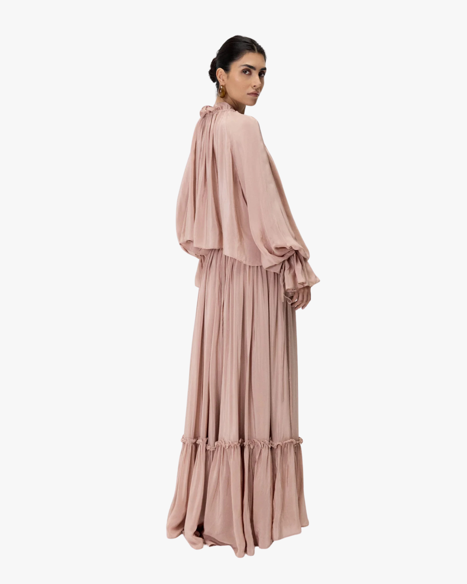 Teresa Maxi Skirt With Flowing Drape Rose