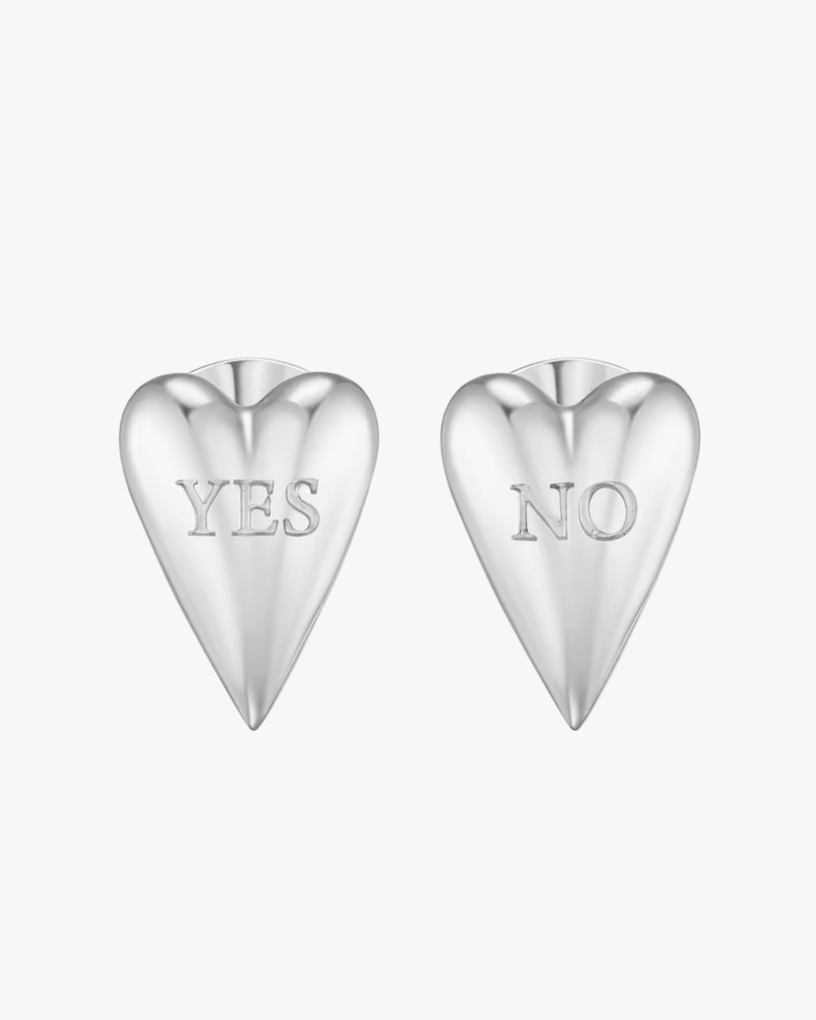Yes-No Heart Studs Silver