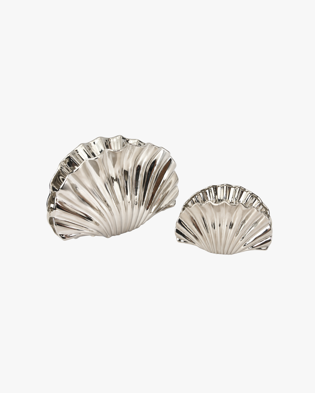 Metallic Hair Claw Shell Small Silver