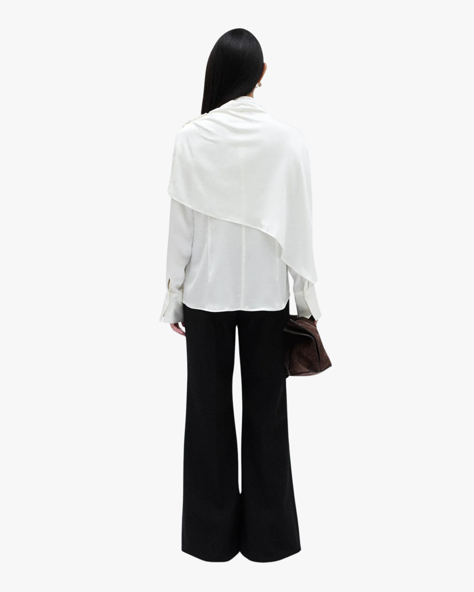 Isis Silky Cape Blouse With Loose Silhouette White