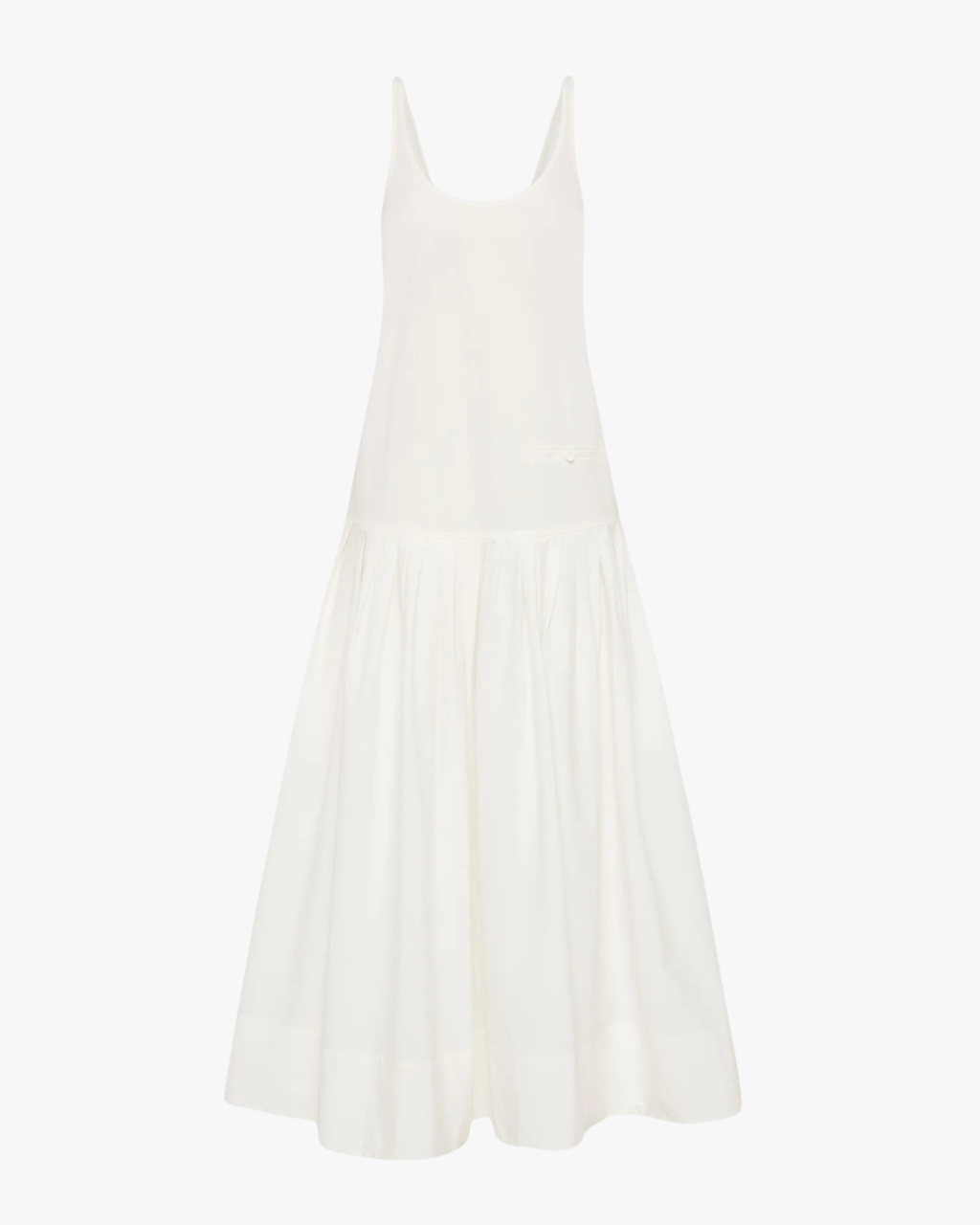 Relaxed Pleat Dress Off White