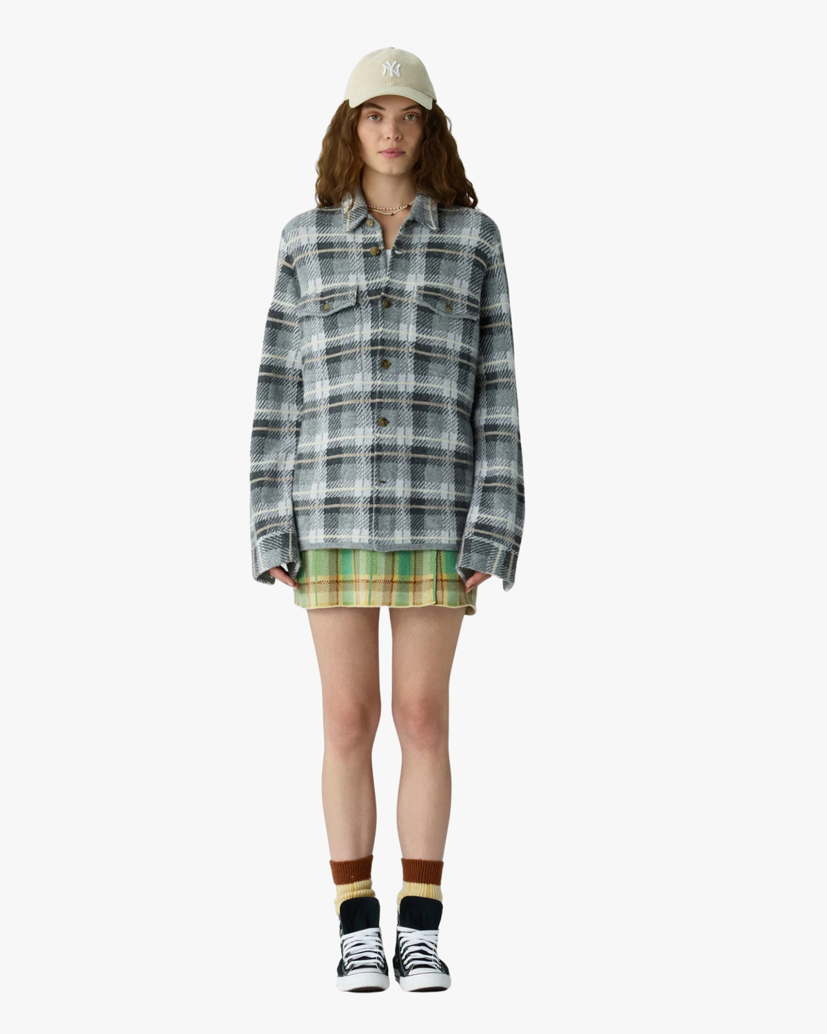 Plaid Cashmere Work Shirt Heather Grey