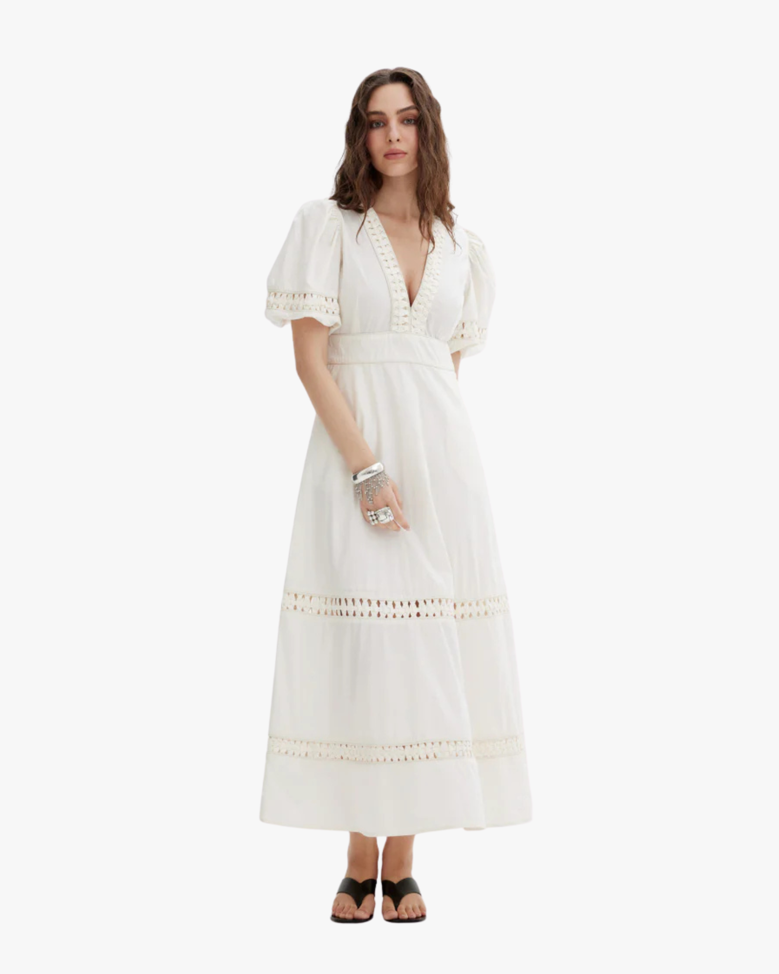 Odessa - The Fabric Origami Tiered Long Dress White