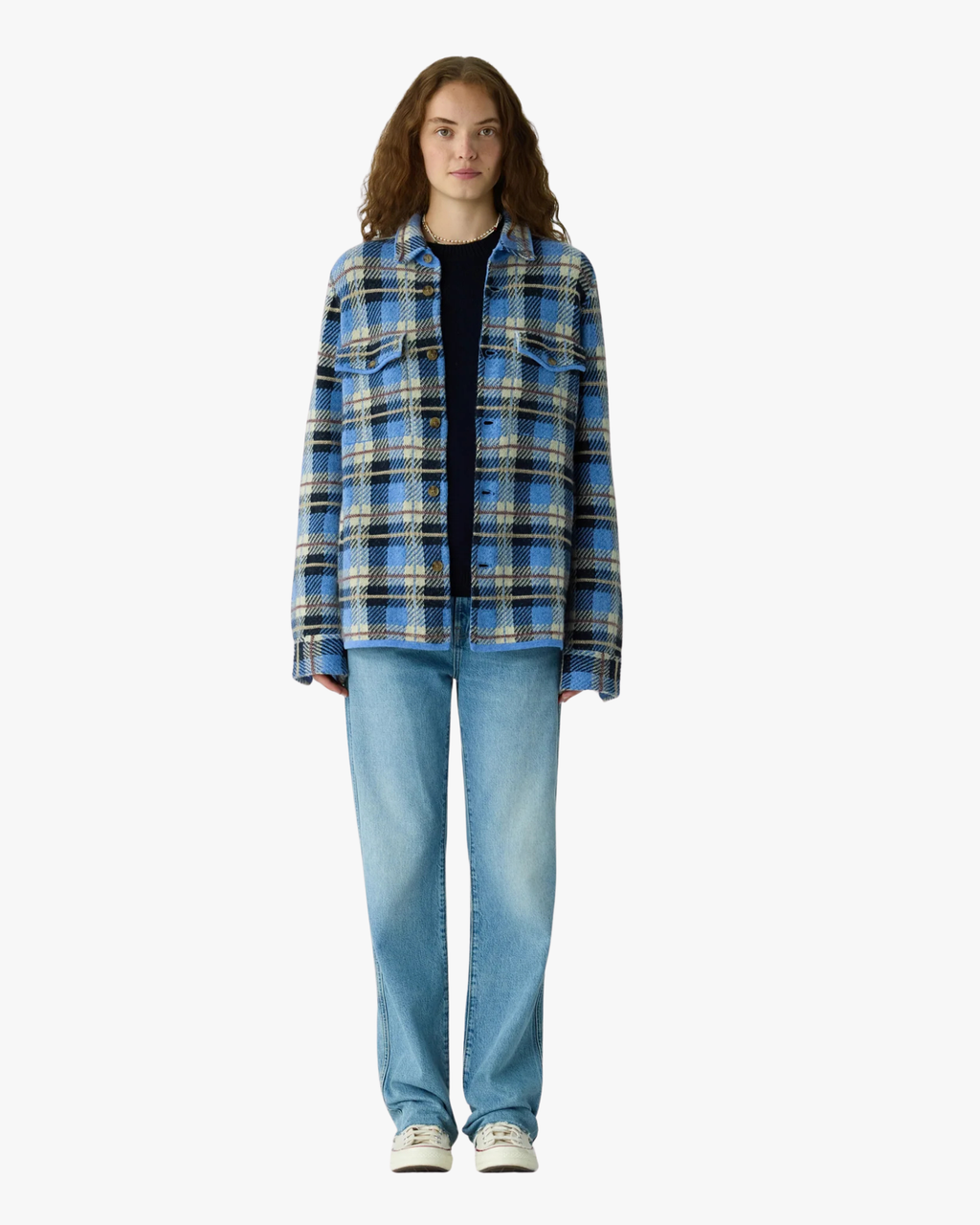 Plaid Cashmere Work Shirt Delft Blue