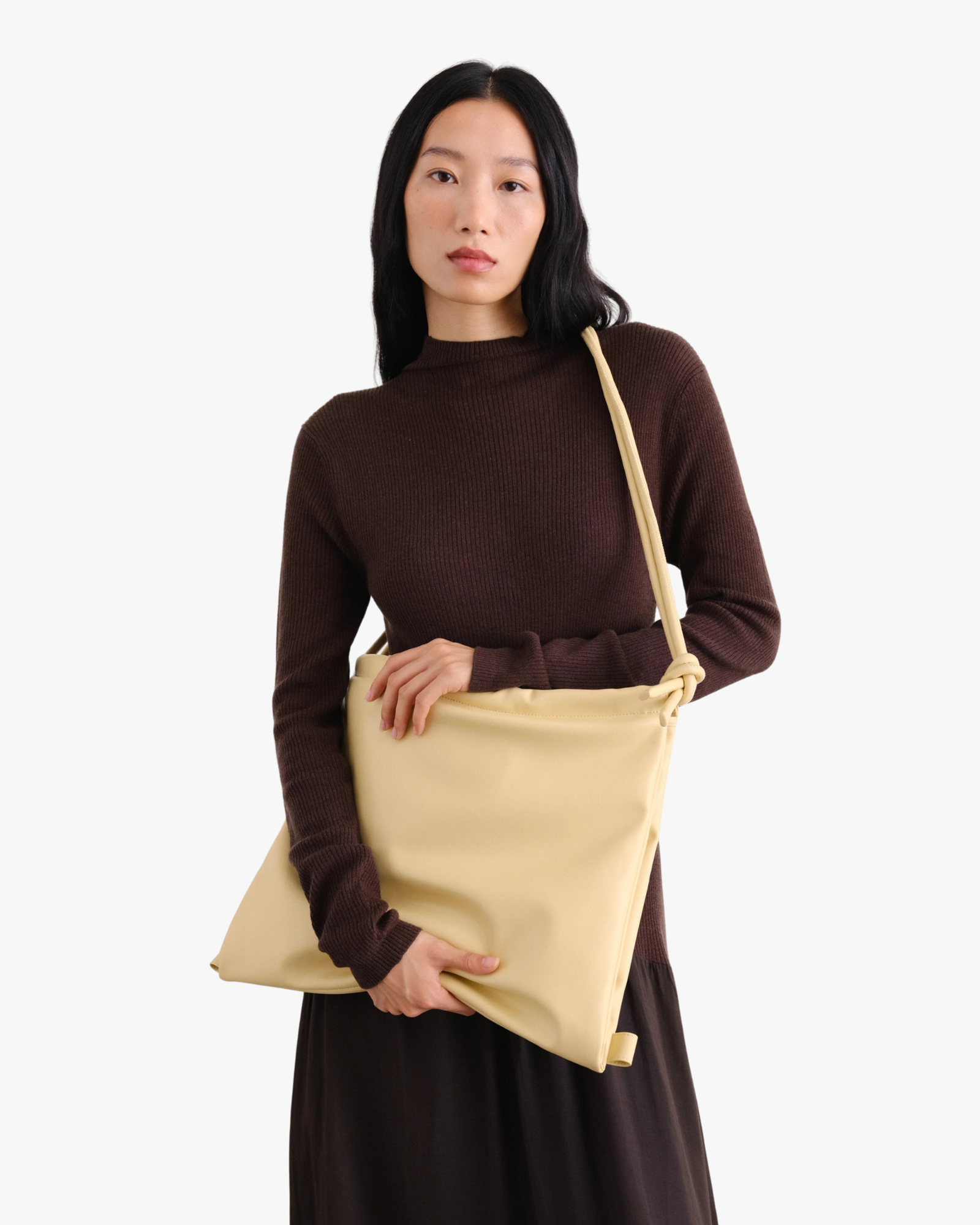Vegan Leather Crossbody Bag Butter Yellow