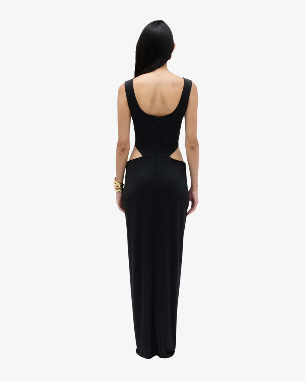 Janeiro Elegant Maxi Dress With Hip Cutouts Black