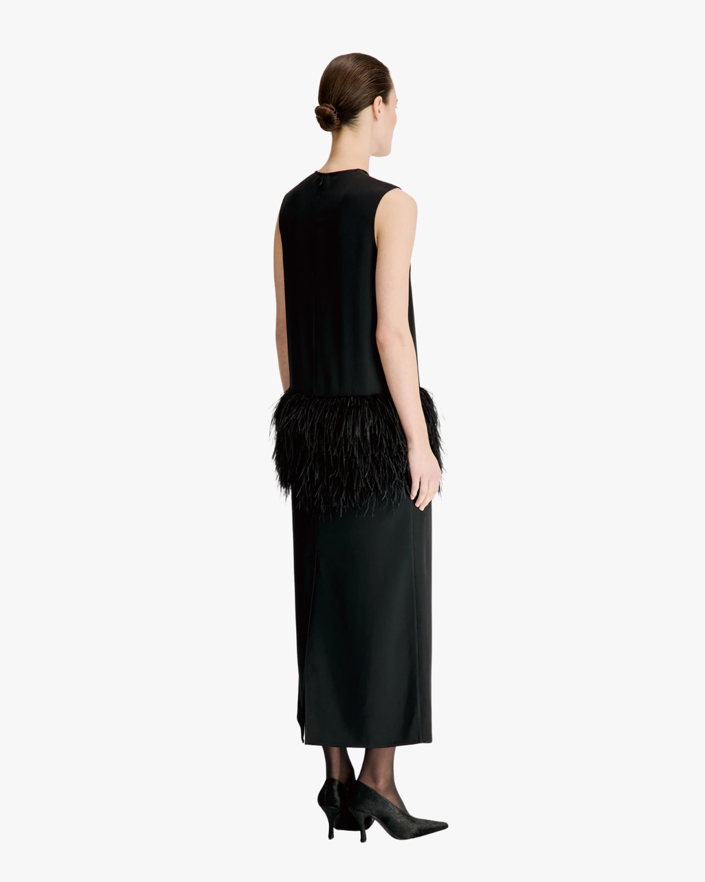 Maxi Dress Sonia With Feathers Black