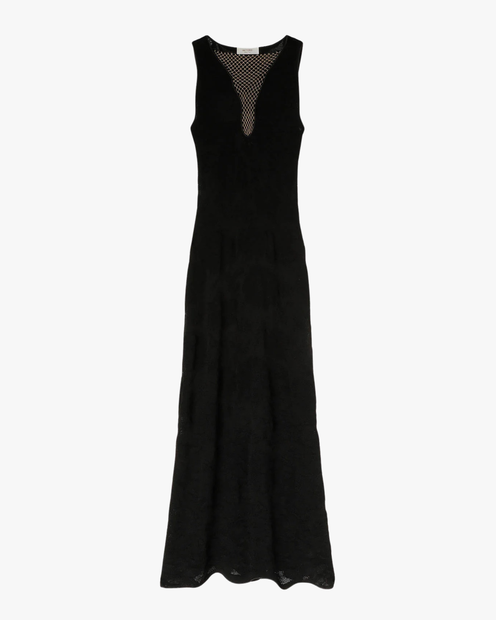 Jacquard Knit Dress With Net Detail Black