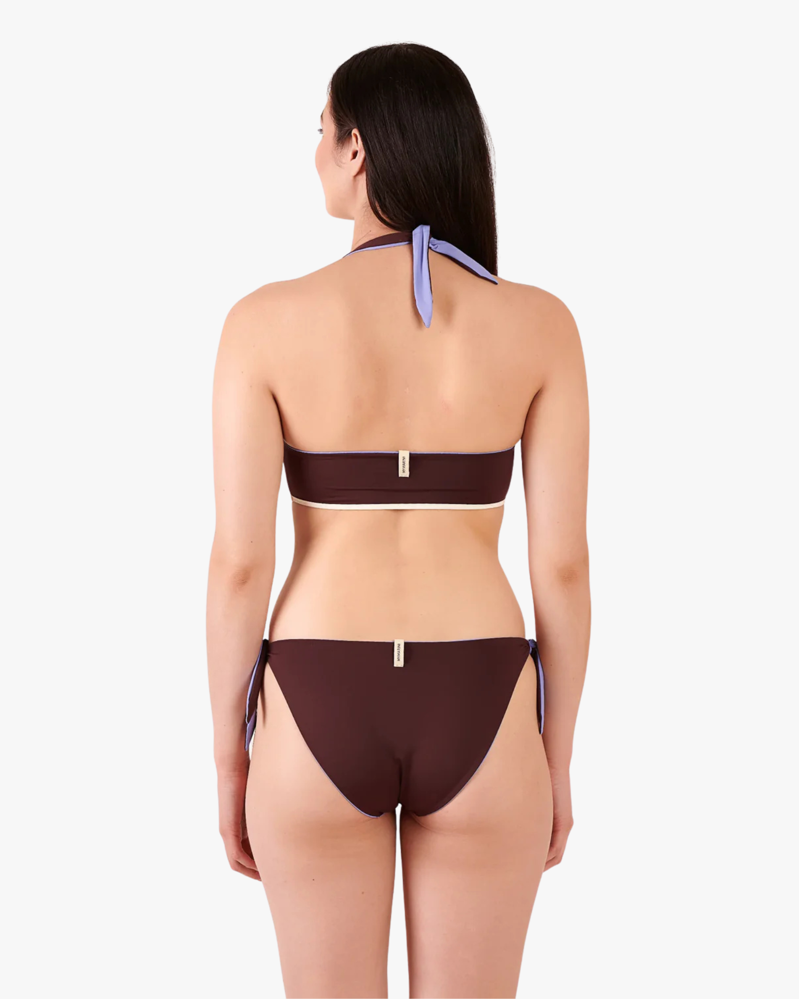 Holiday Bikini Bottoms With Ties Reversible Chocolate-Lilac