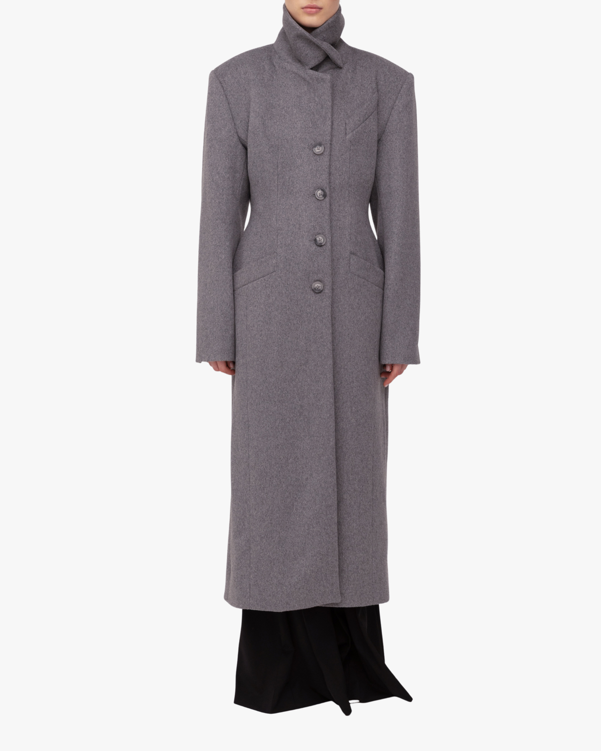 Coat Structured Wool In Grey