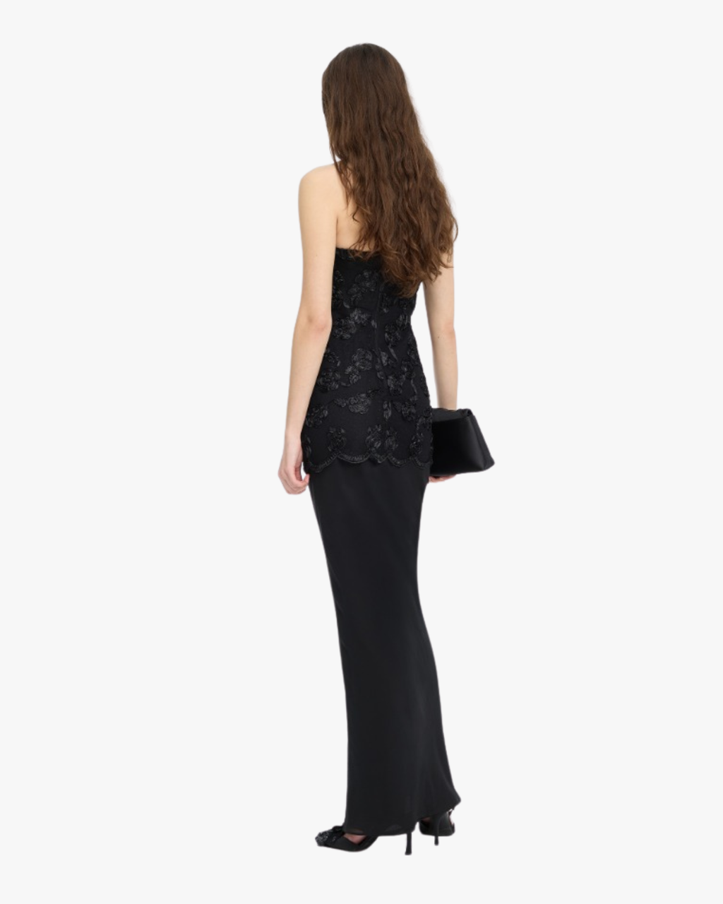 Flower Mesh Maxi Dress Black