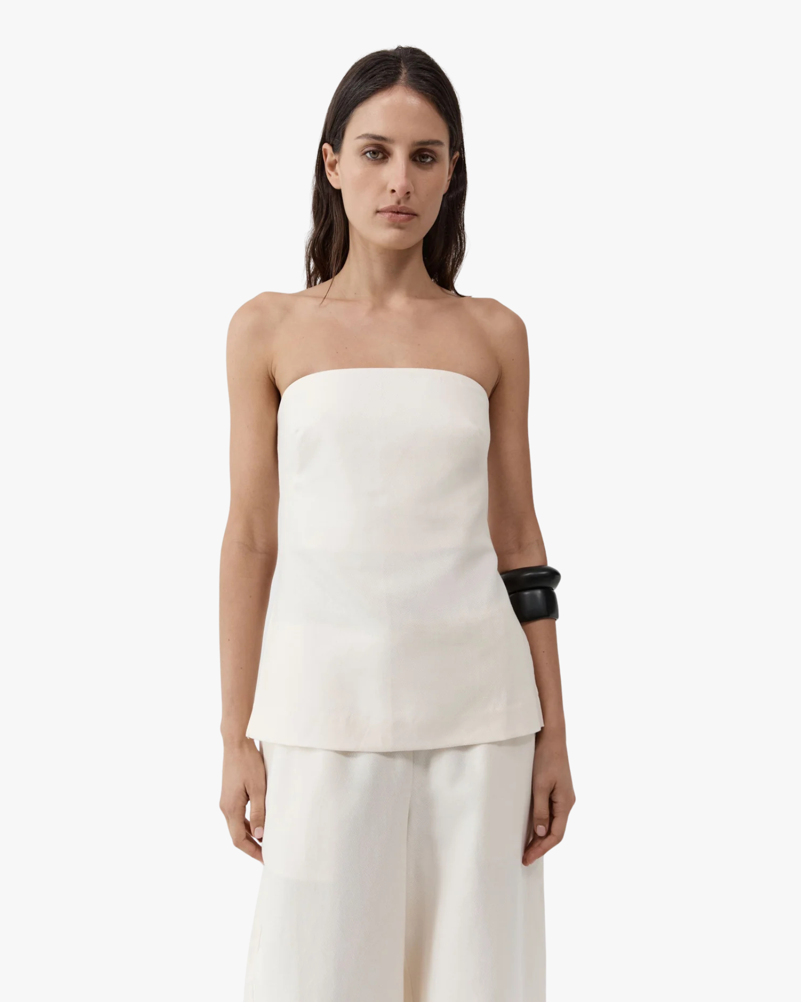 Strapless Rouleau Tie Top Ivory