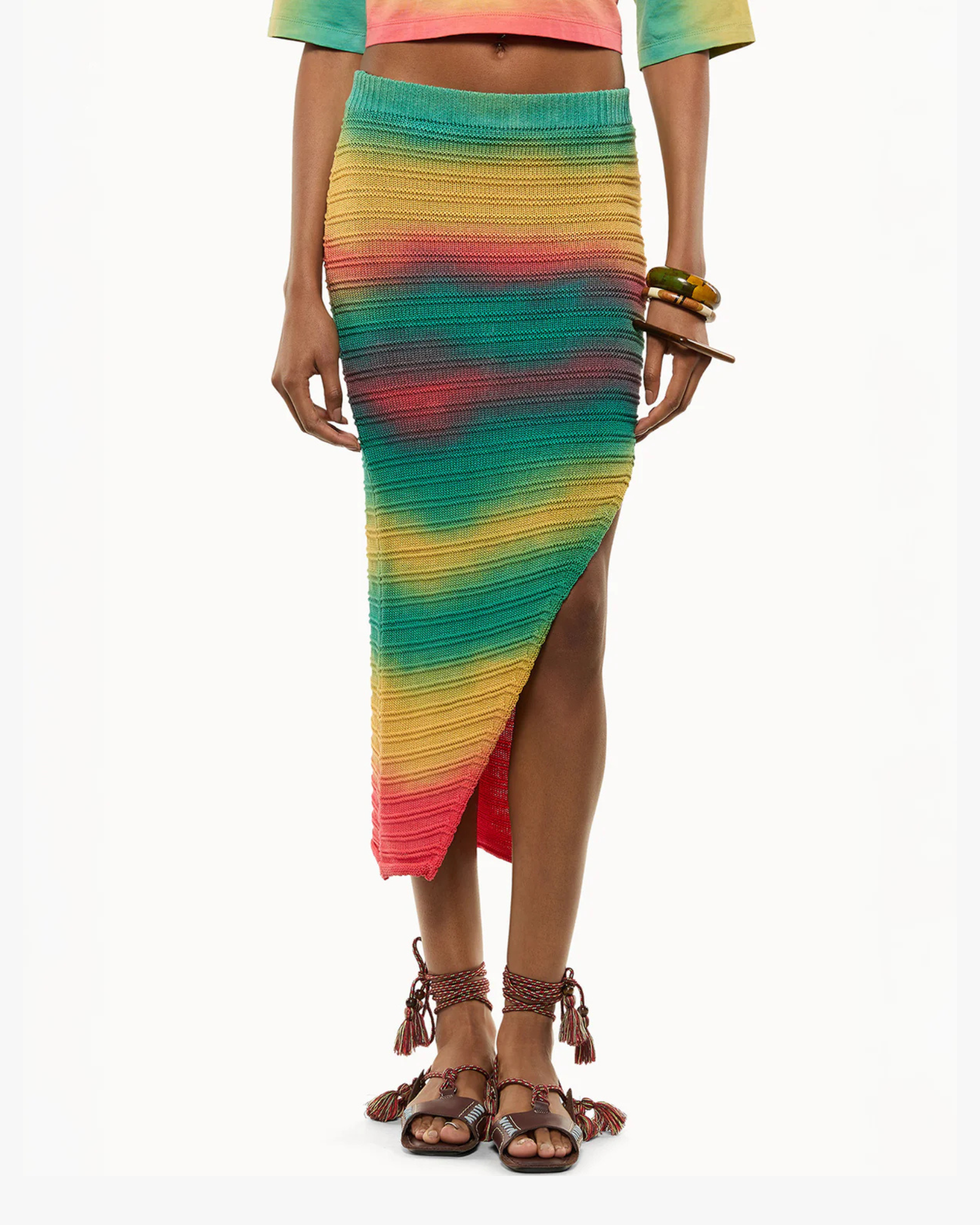 Knit Skirt Woman Rainbow