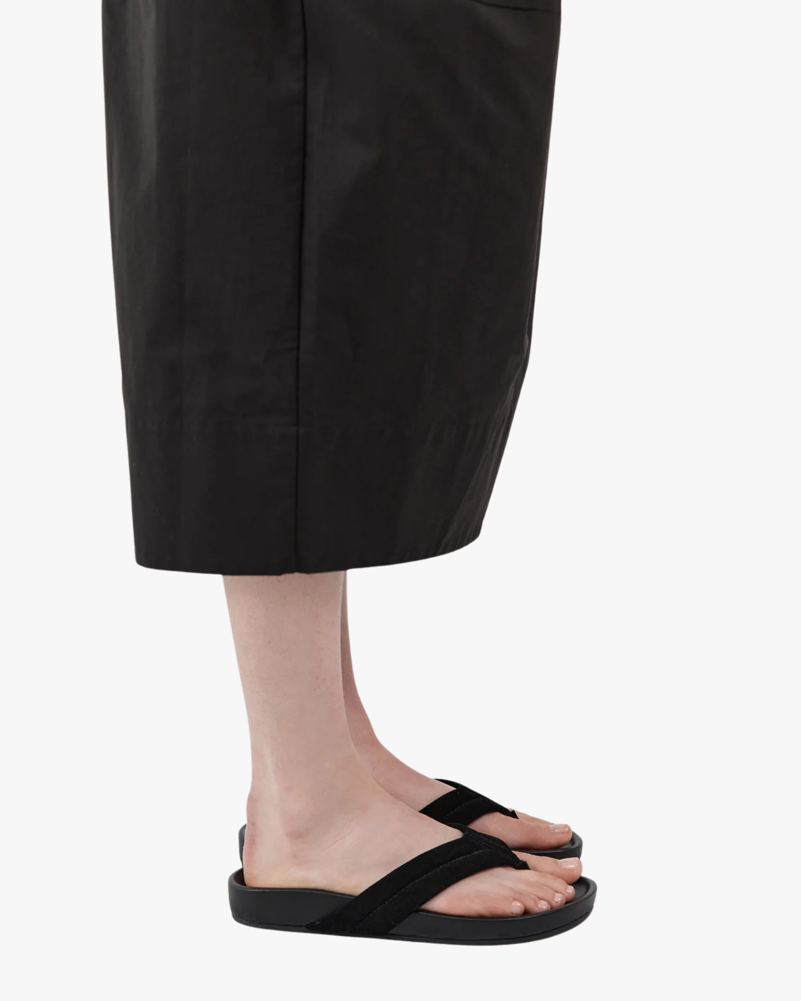 Suede Stitch Detail Thong Slide Black