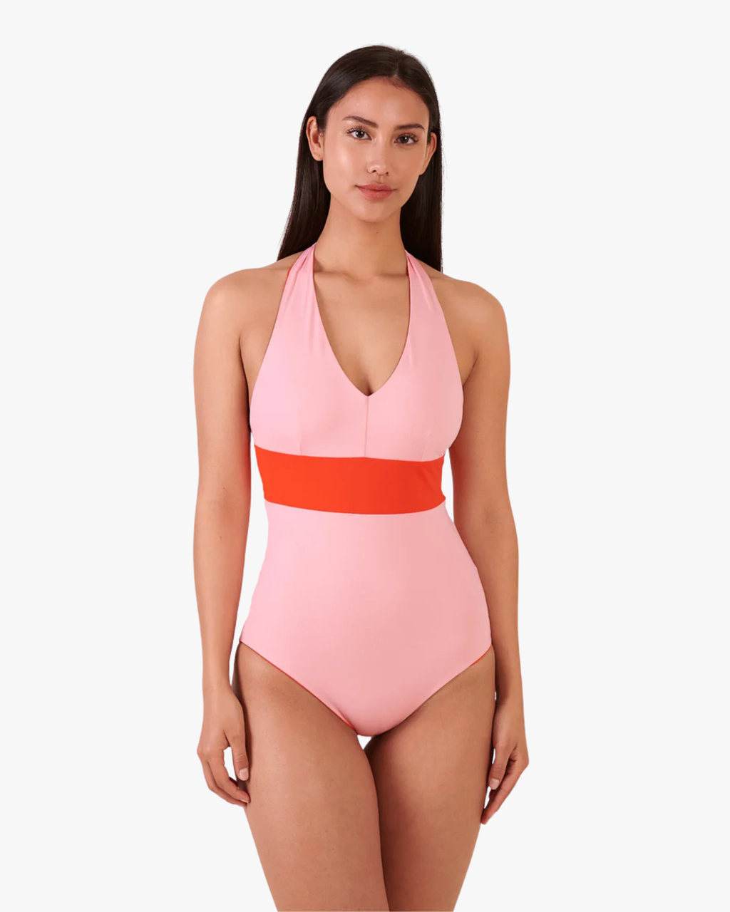 Plungesuit Onepiece Swimsuit V-Neck Reversible Orange Pink