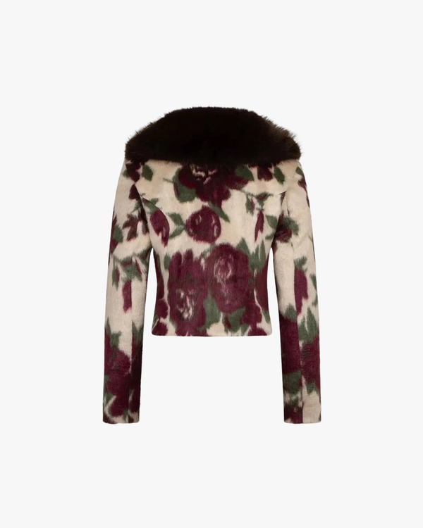 Faux-Fur Blazer Rosa Wine & Taupe