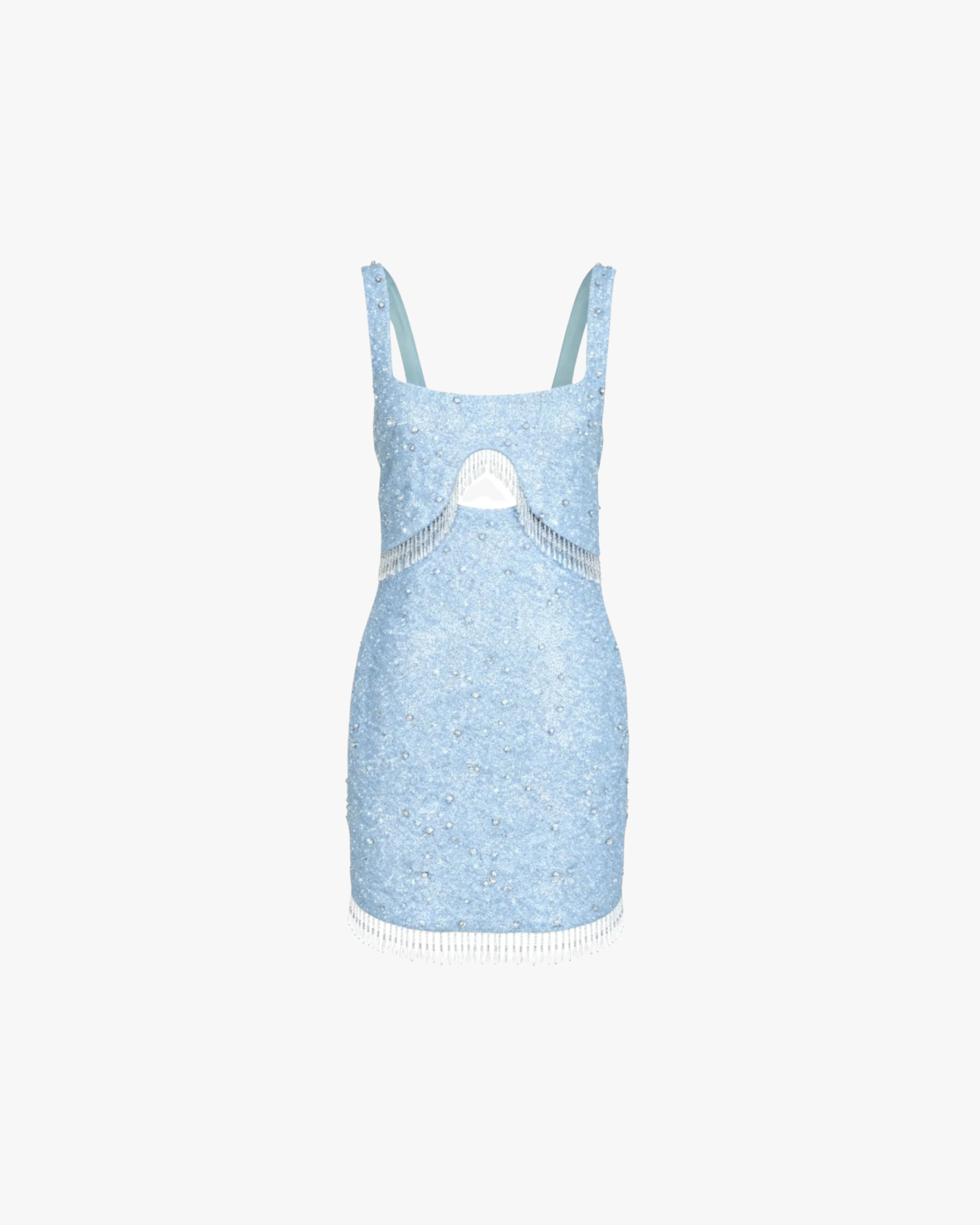 Posy Beaded Tassled Mini Dress Sea Blue