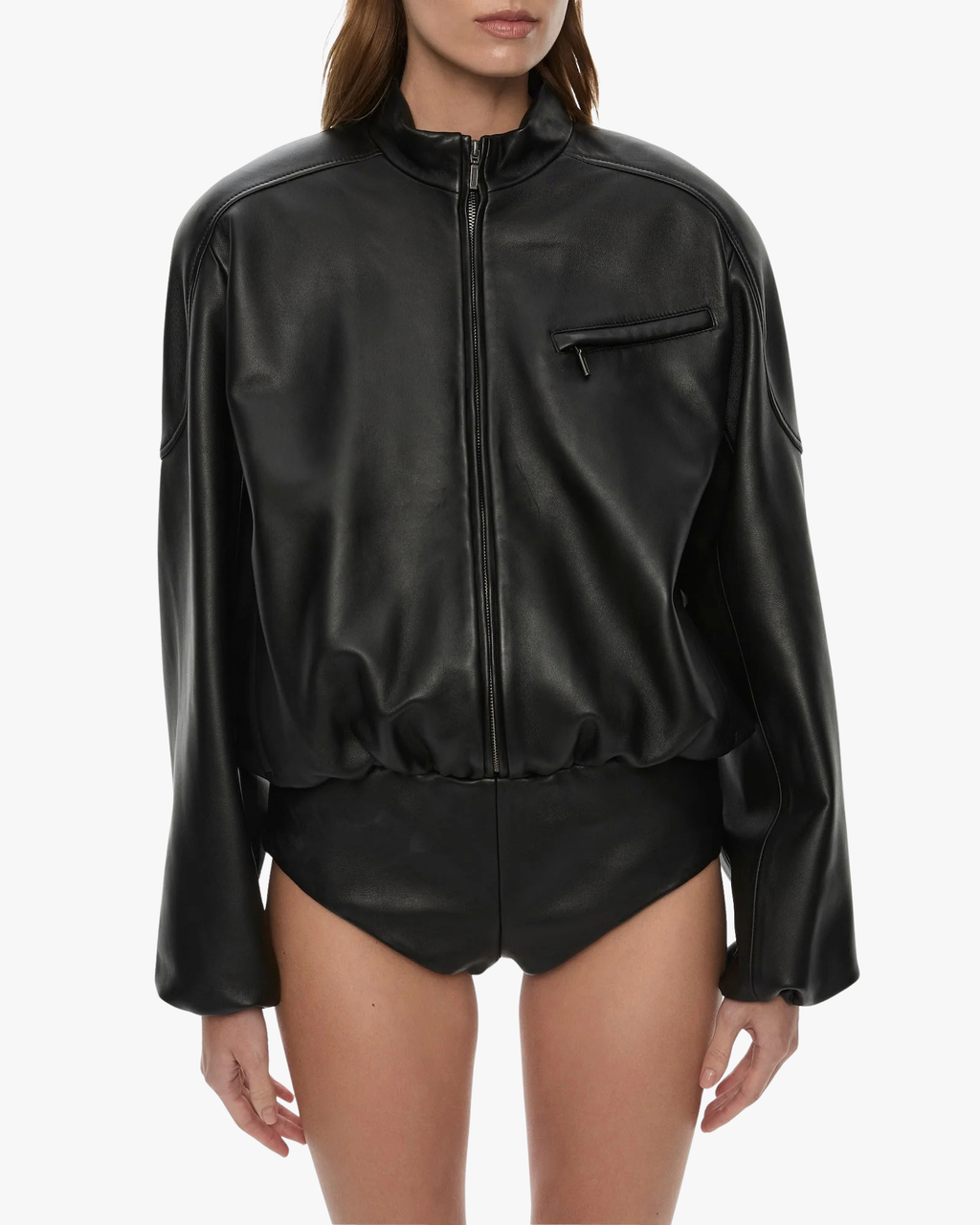 One Piece Dannie Leather Zipped Black
