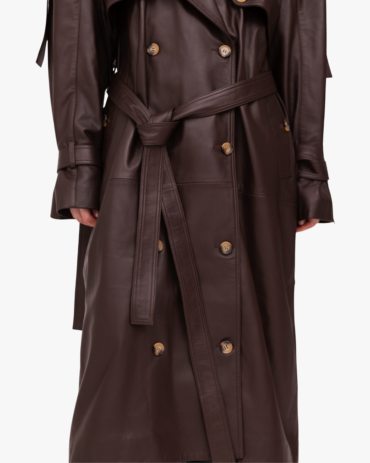 Trench Coat Leather In Brown