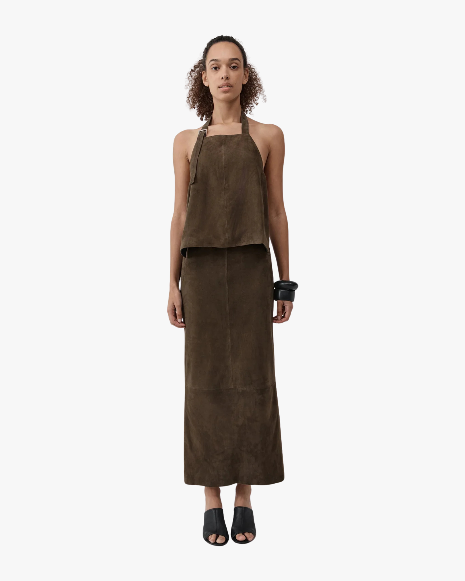 Suede Apron Top Khaki