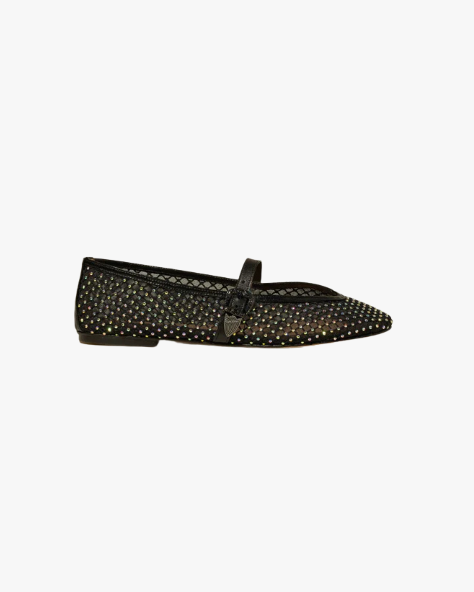 Camille Brillante Mesh Ballet Flats Black