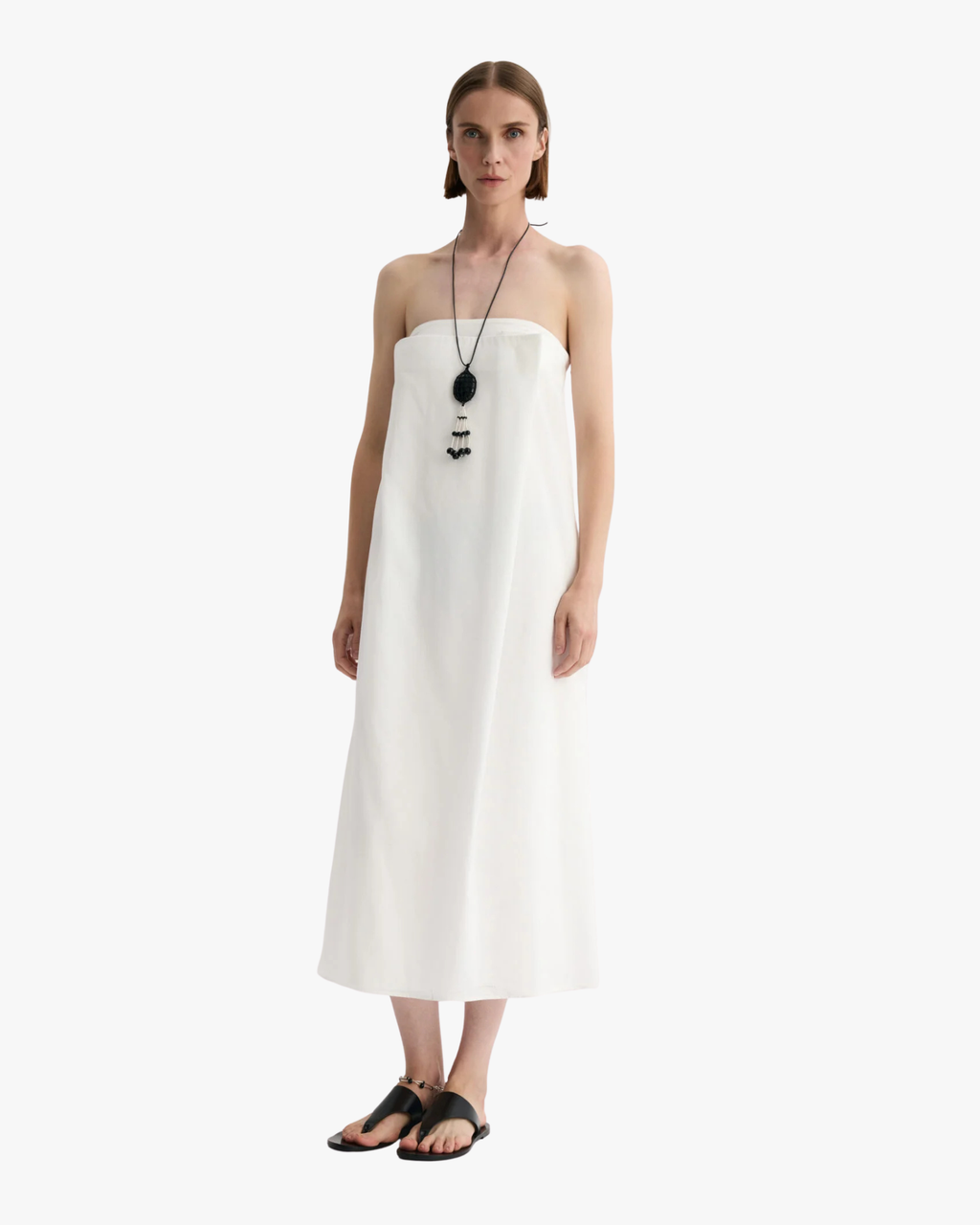 Dira Dress Midi Ecru