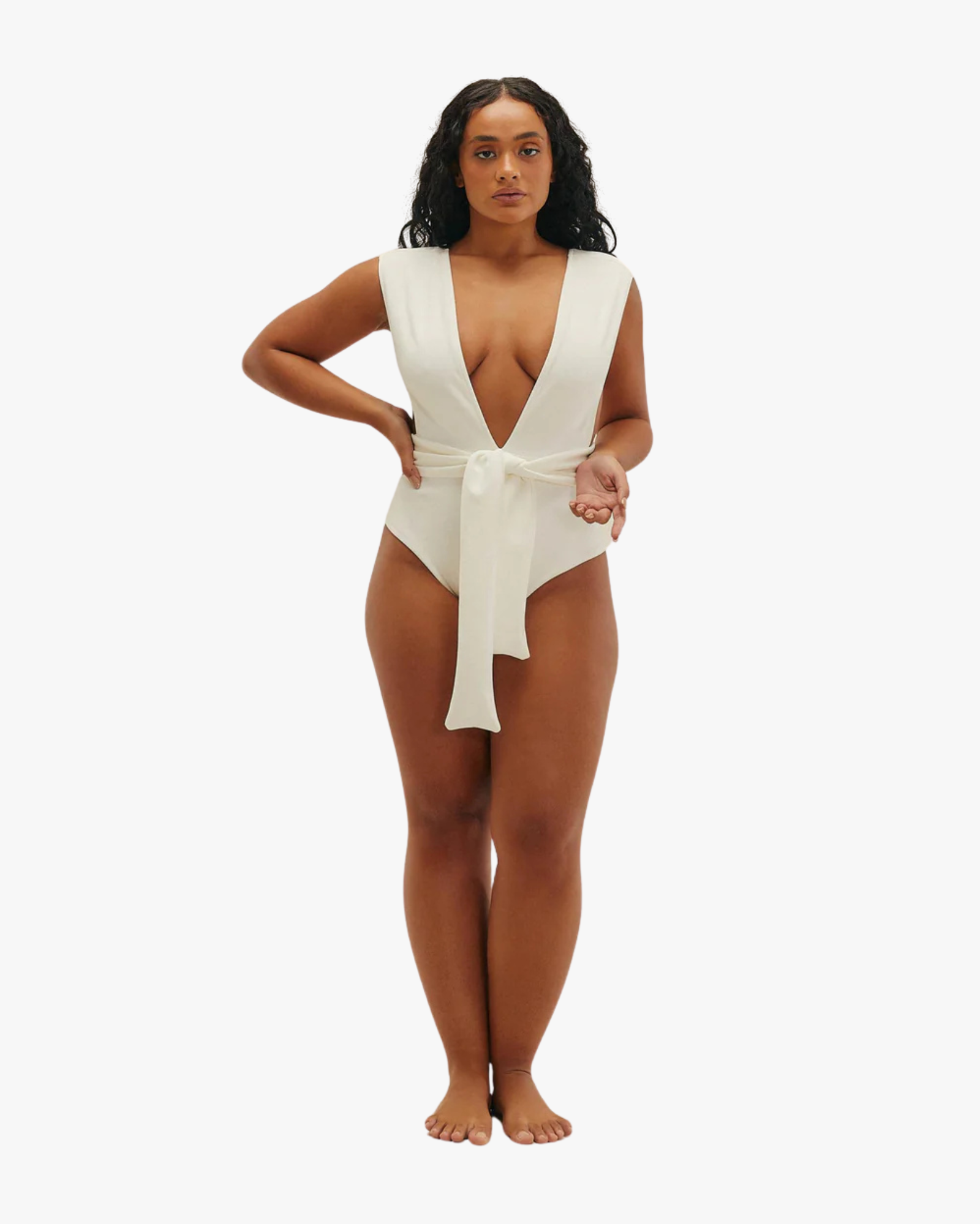 Swimsuit Crepe V Off White