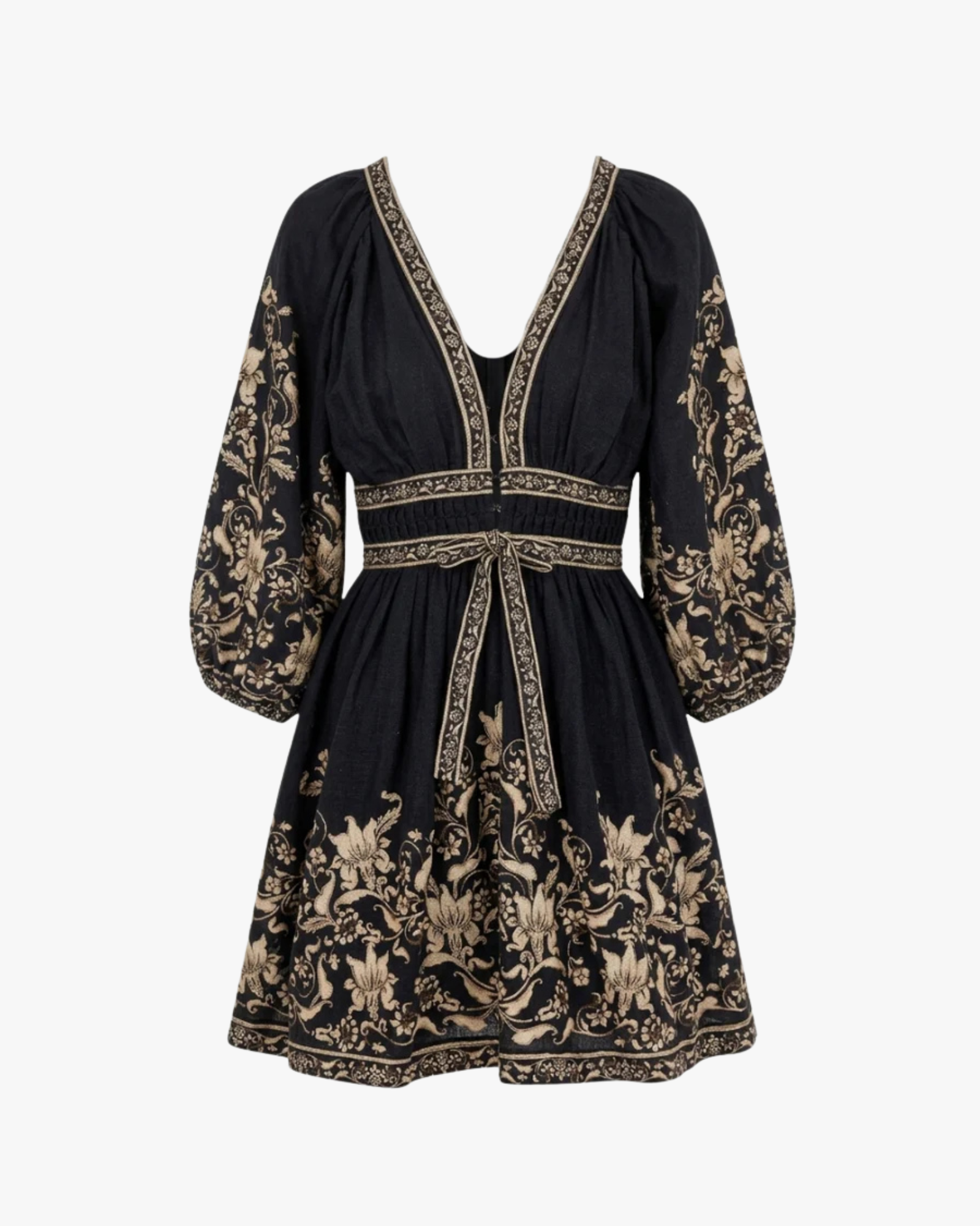 Alenicia Mini Dress Black With Papyrus Embroidery