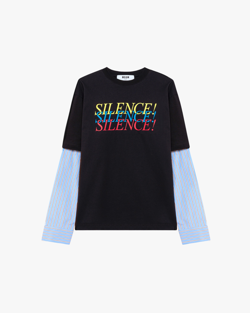 Layered Jersey And Poplin T-shirt Black