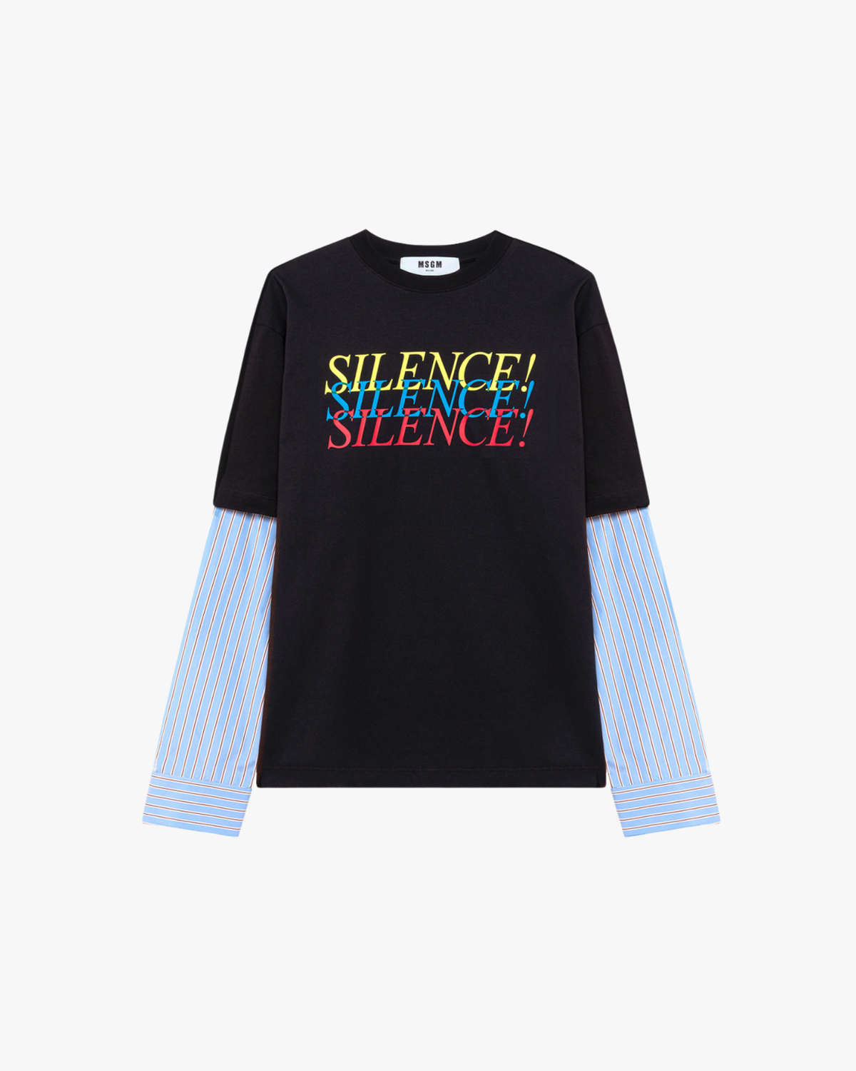 Layered Jersey And Poplin T-shirt Black