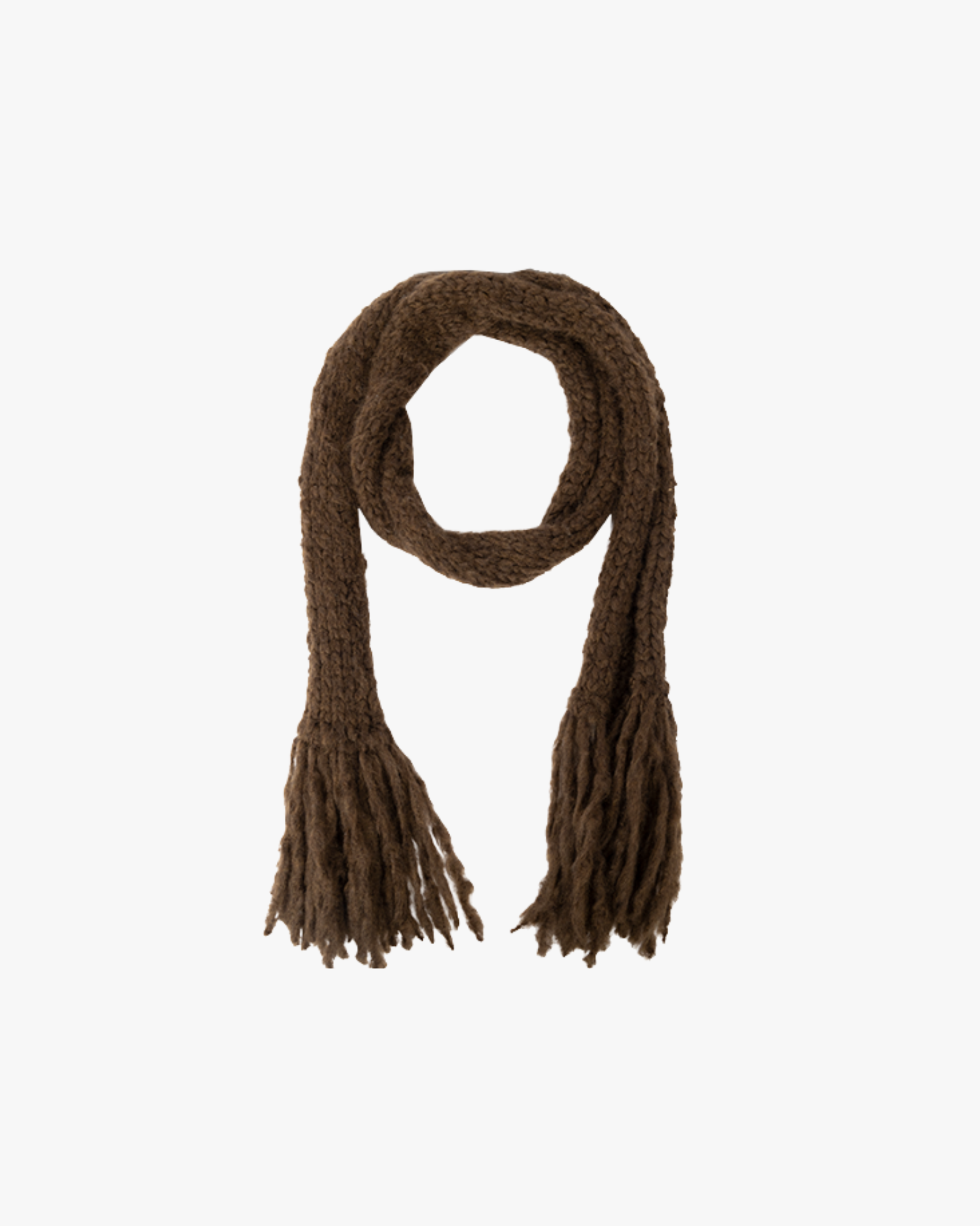 Fringe Scarf Super Chunky Cashmere Brown