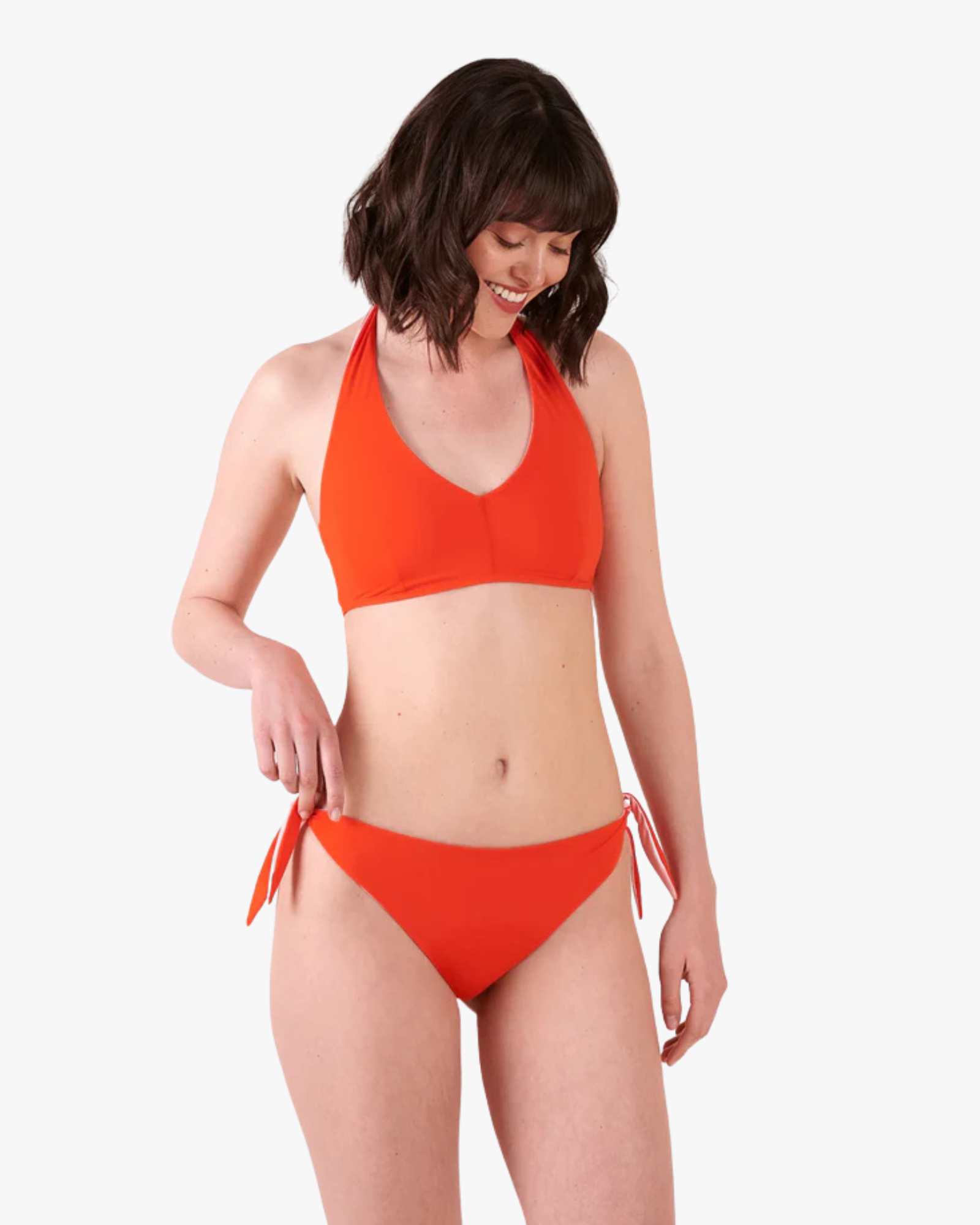 Holiday Bikini Bottoms With Ties Reversible Poppy-Macaron